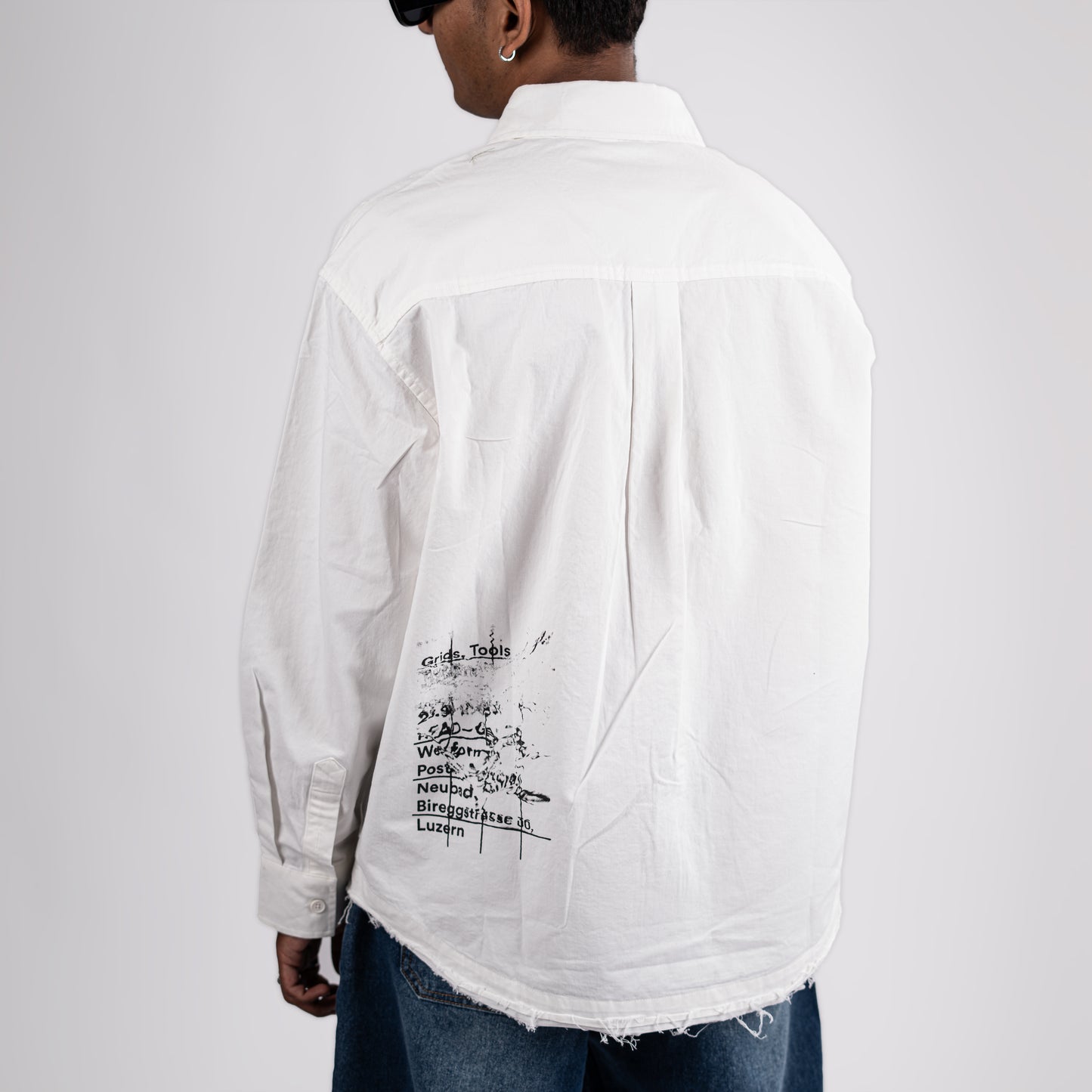 White Text Print Oversized Shirt