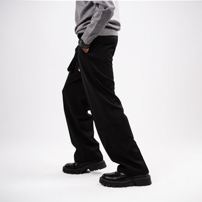 Men's Black Belted KoreanTrousers