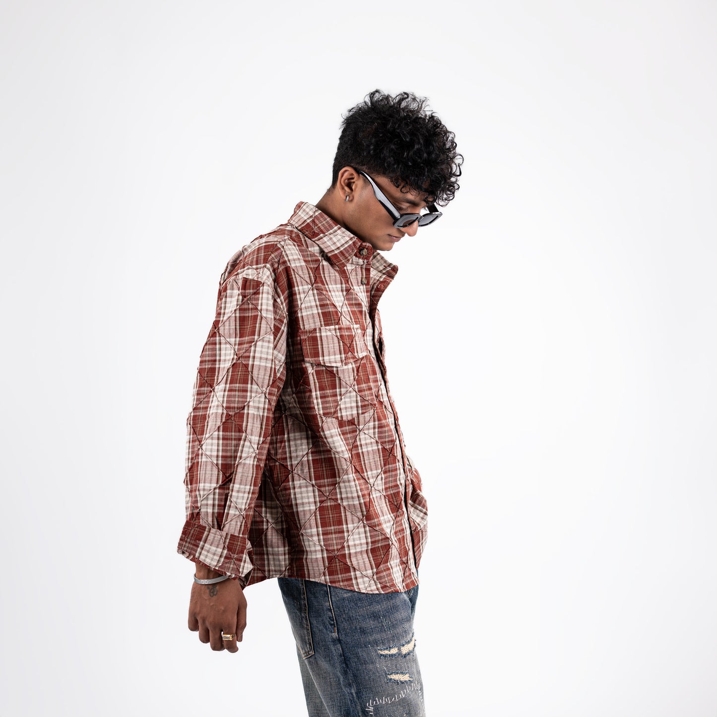 Men's Quilted Oversized Checkered Shirt