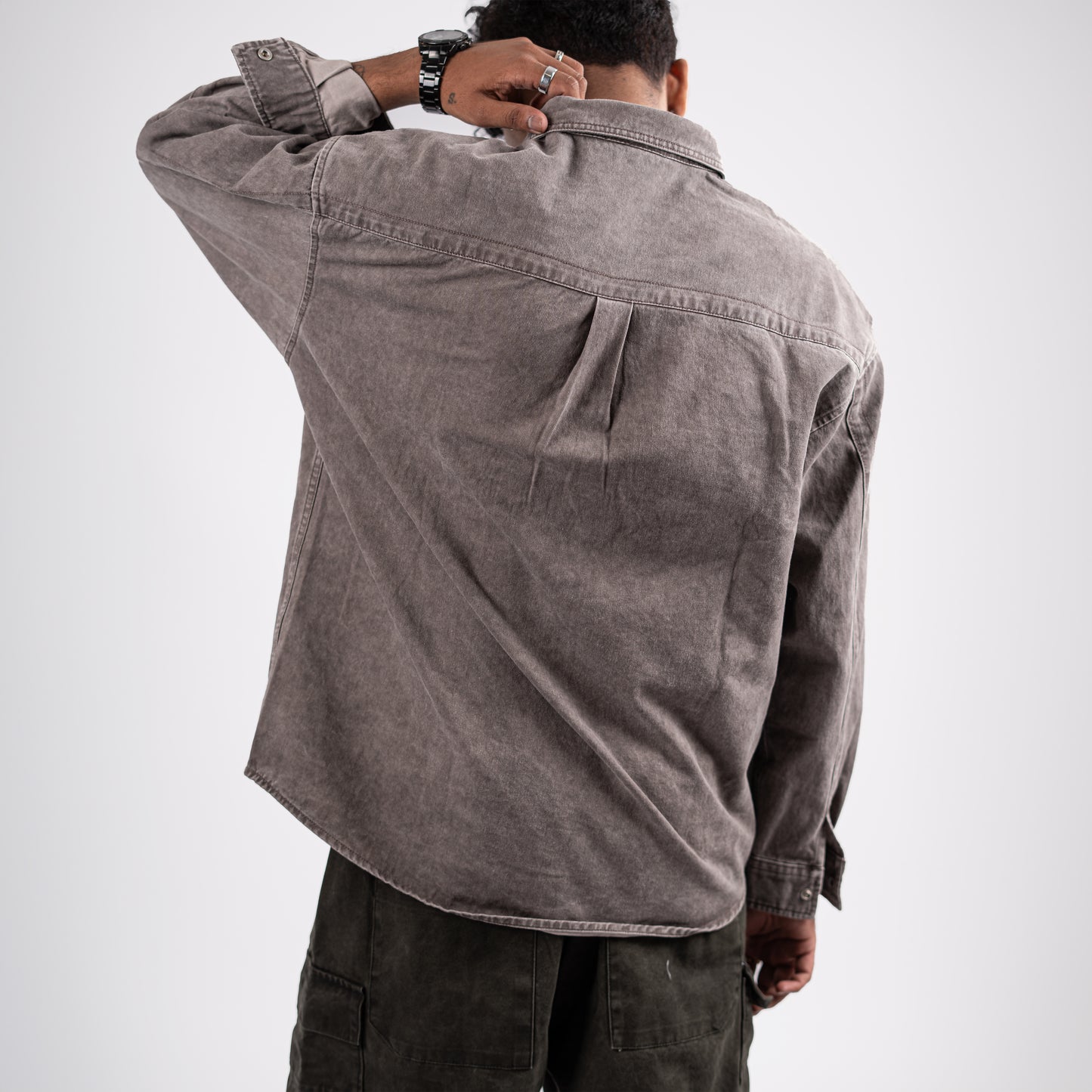 Men's Washed Grey Denim Shirt