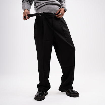 Men's Black Belted KoreanTrousers