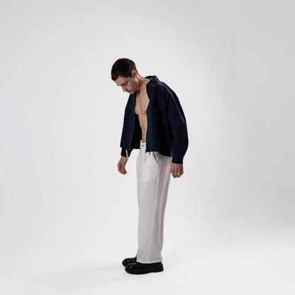 White Relaxed Fit Korean Trousers