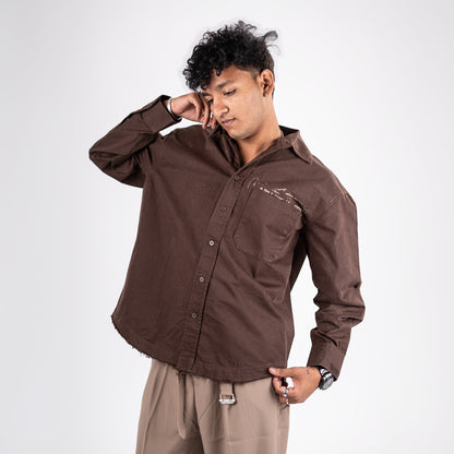 Chocolate Brown Washed Overshirt