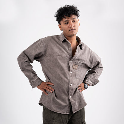 Men's Washed Grey Denim Shirt