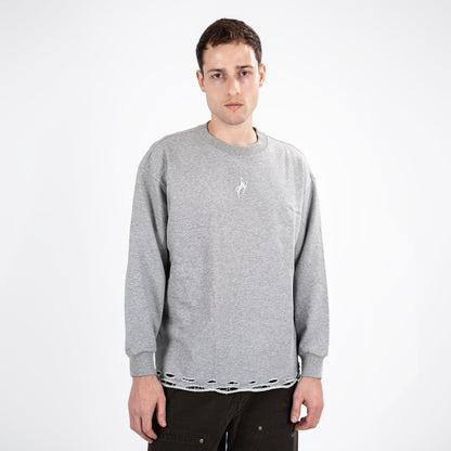 Men's Grey Distressed Hem Sweatshirt