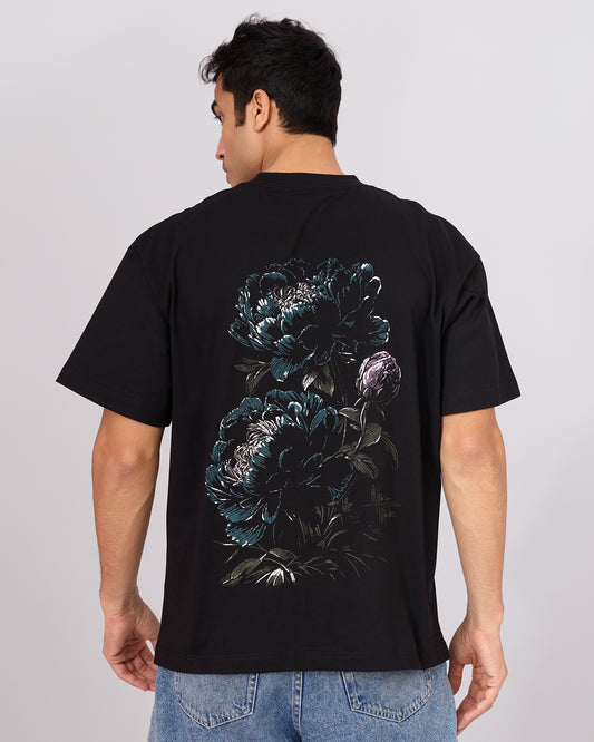 BLACK FLORAL OVERSIZED T-SHIRT