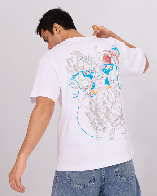 WHITE BUTTERFLY OVERSIZED T-SHIRT