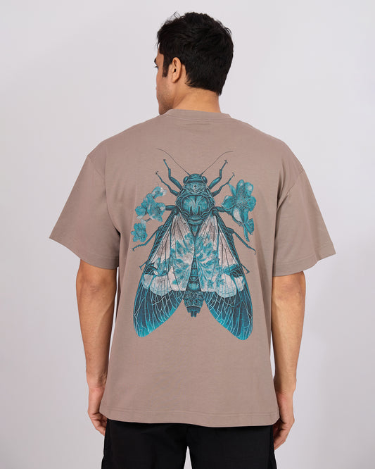 STONE GREY INSECT OVERSIZED T-SHIRT