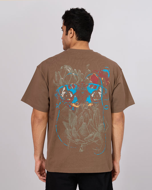 BROWN BUTTERFLY OVERSIZED T-SHIRT