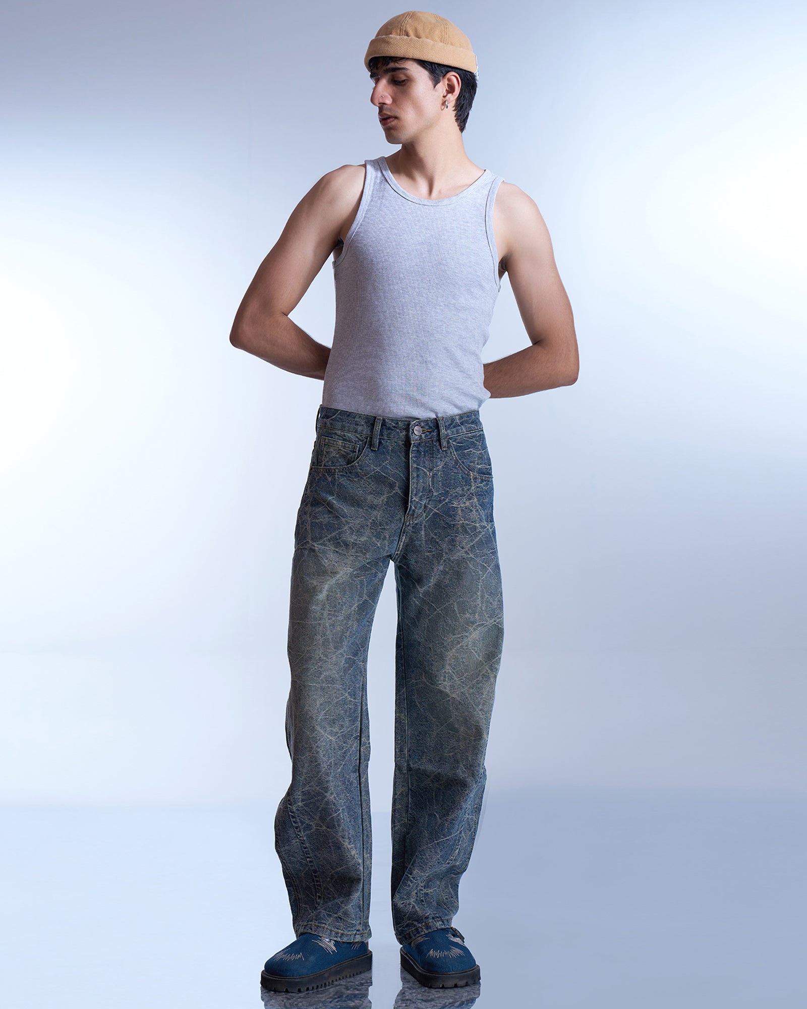 Crackled Wash Denim Jeans-thumbmail-7