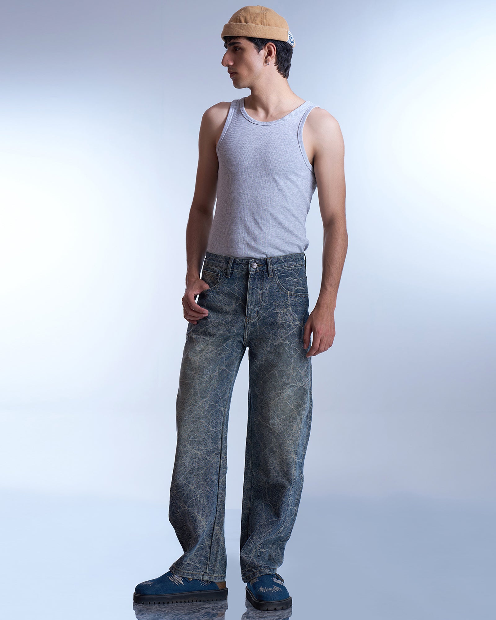 Crackled Wash Denim Jeans-thumbmail-5
