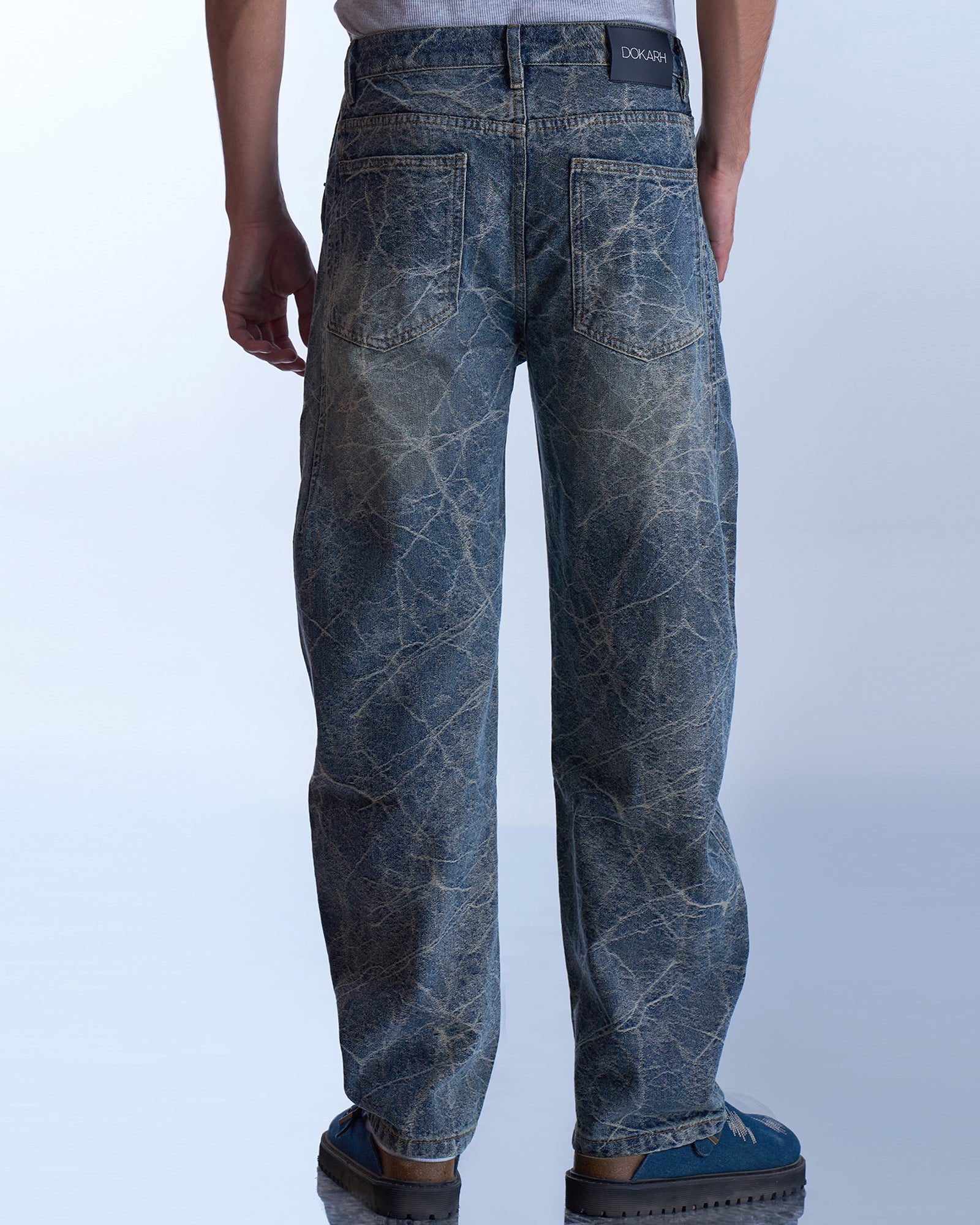Crackled Wash Denim Jeans