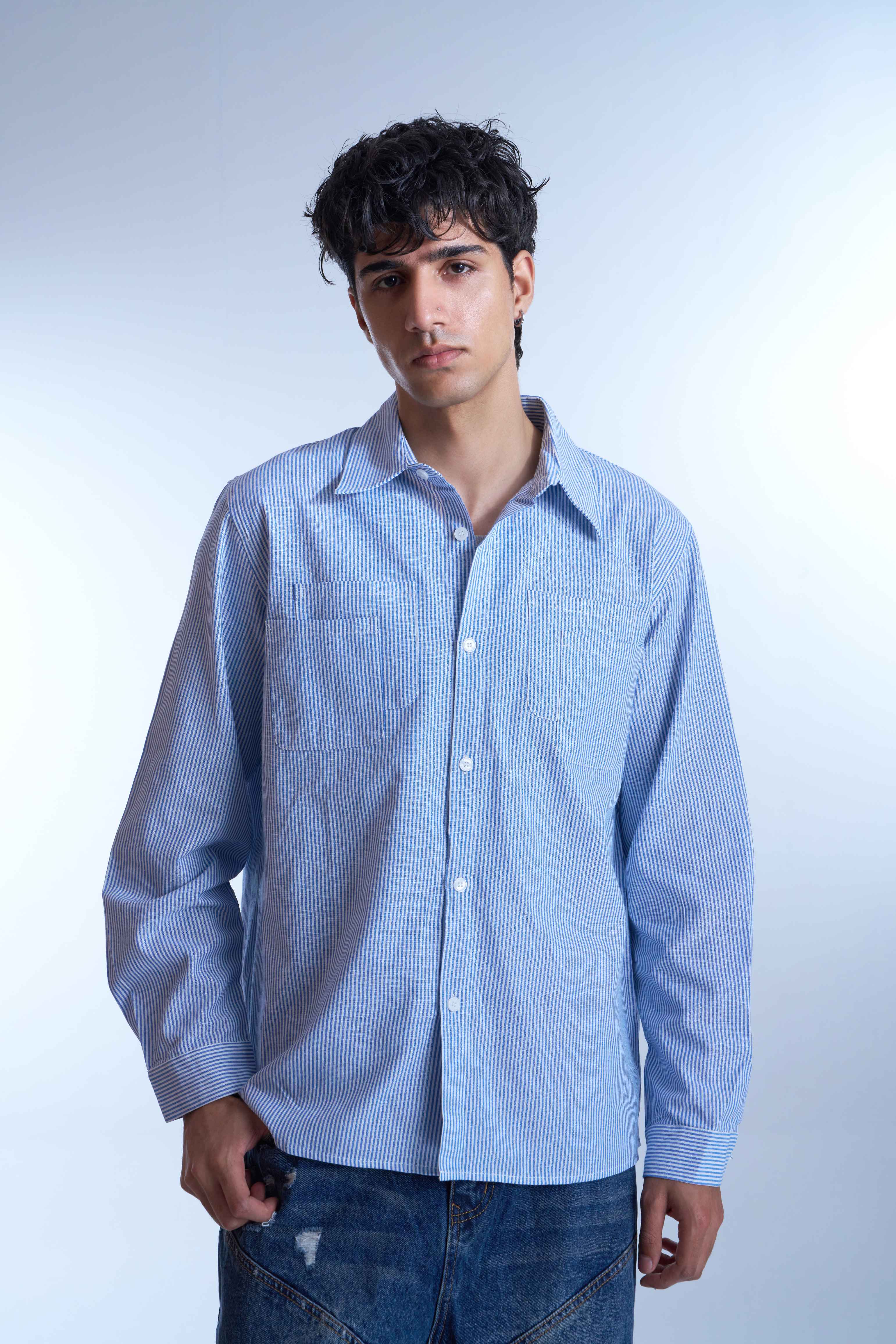 Bird Circle Striped Shirt