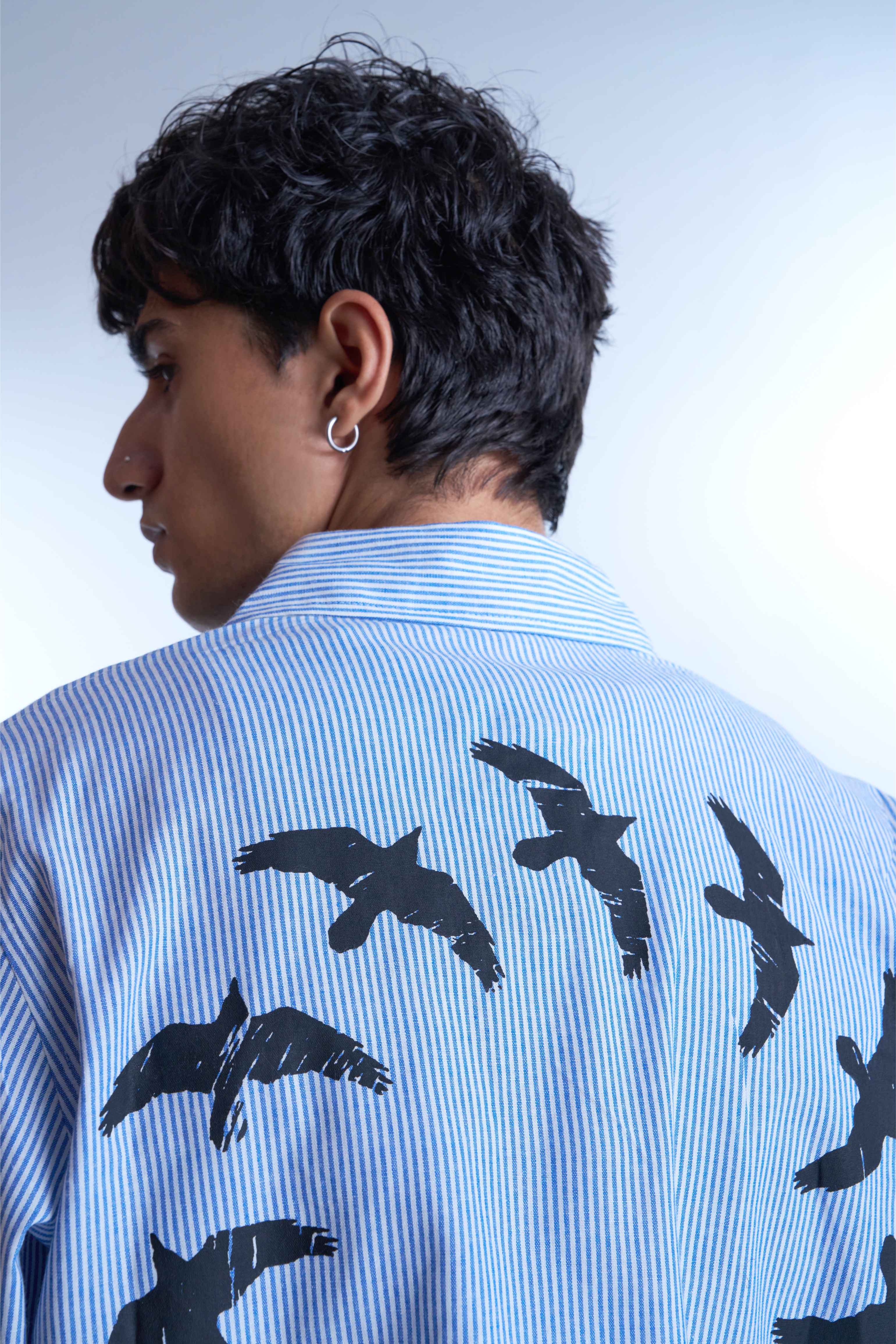 Bird Circle Striped Shirt-thumbmail-4