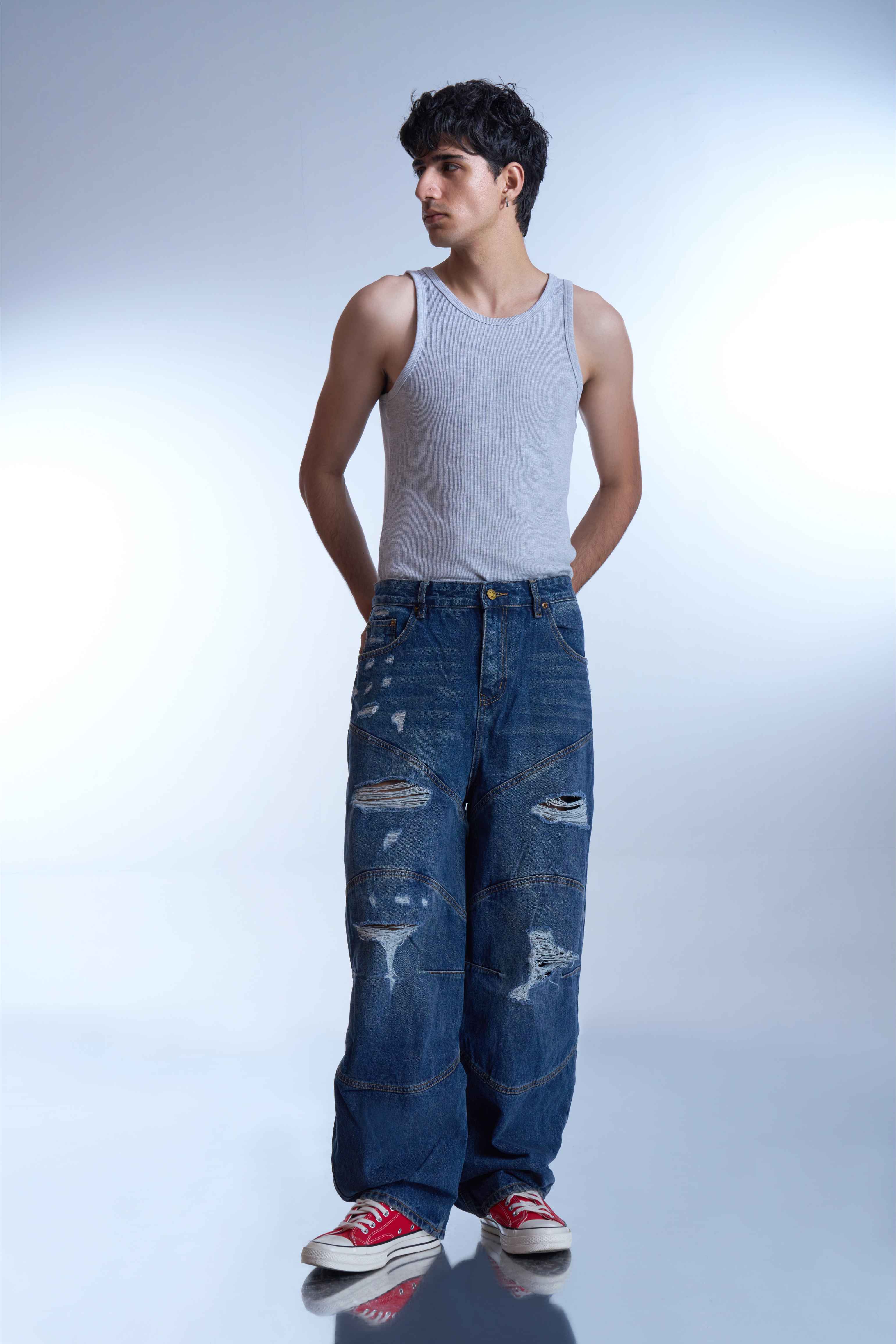 Distressed Panel Denim