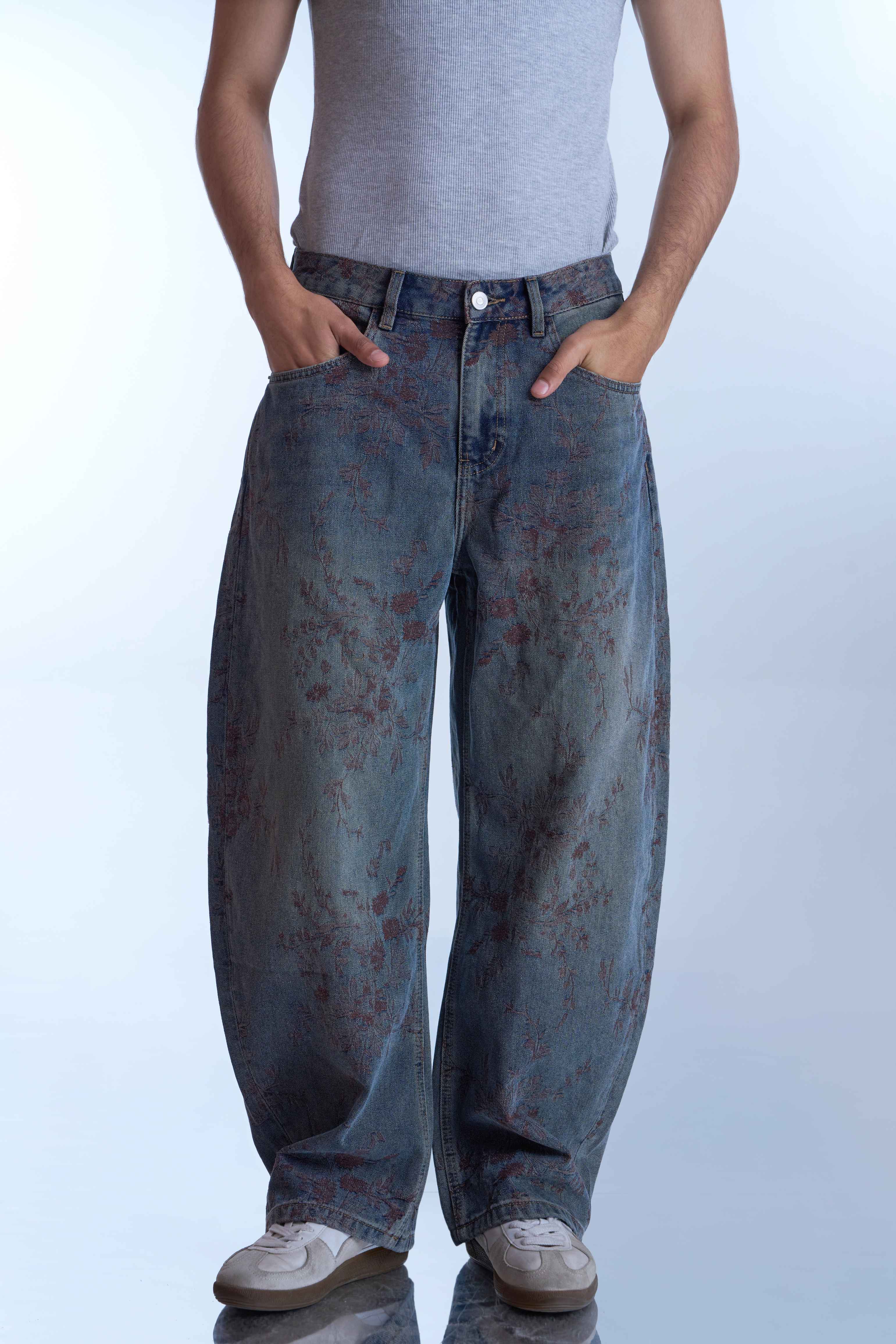 Vintage Floral Wash Baggy Jeans