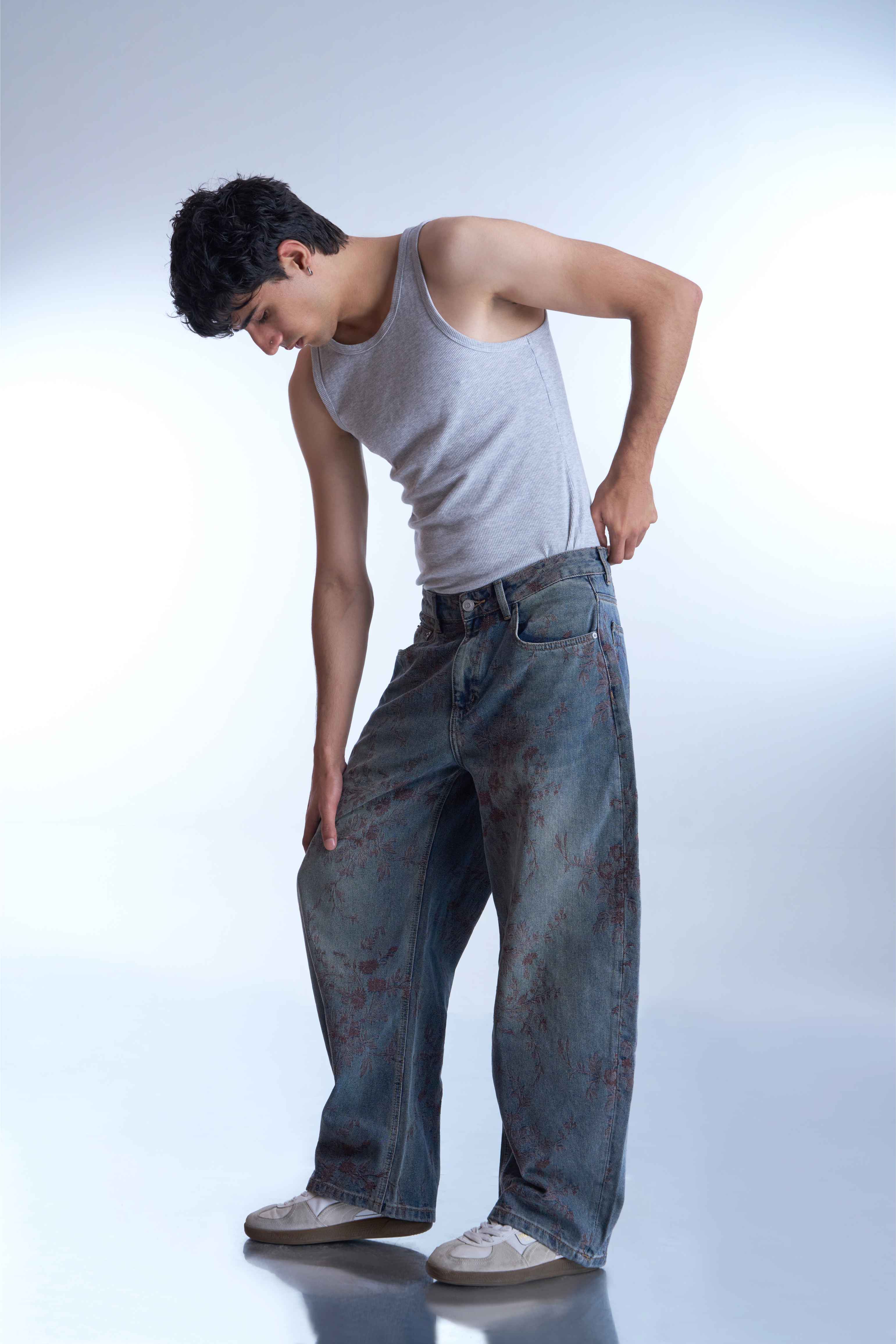 Vintage Floral Wash Baggy Jeans-thumbmail-5