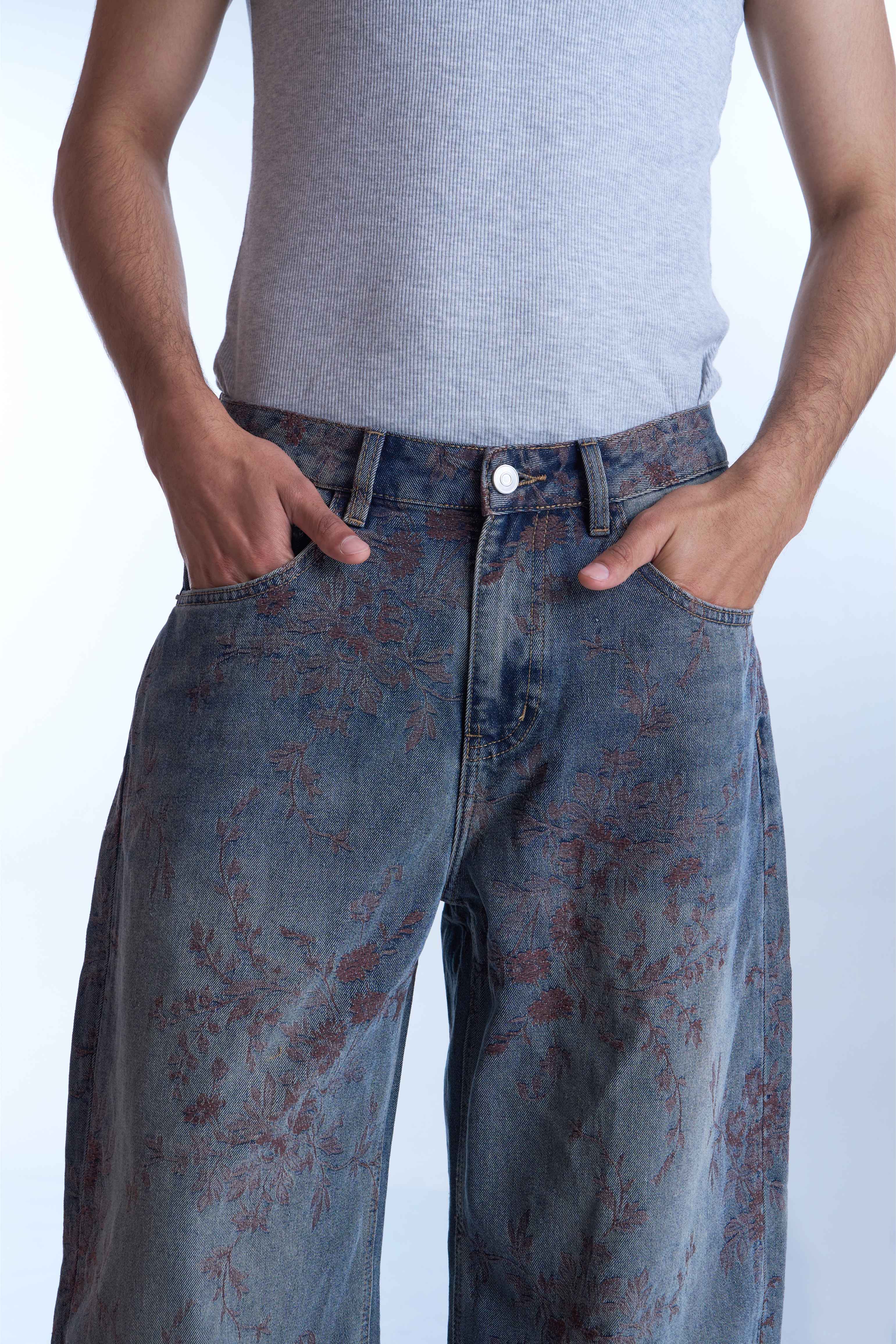 Vintage Floral Wash Baggy Jeans-thumbmail-4