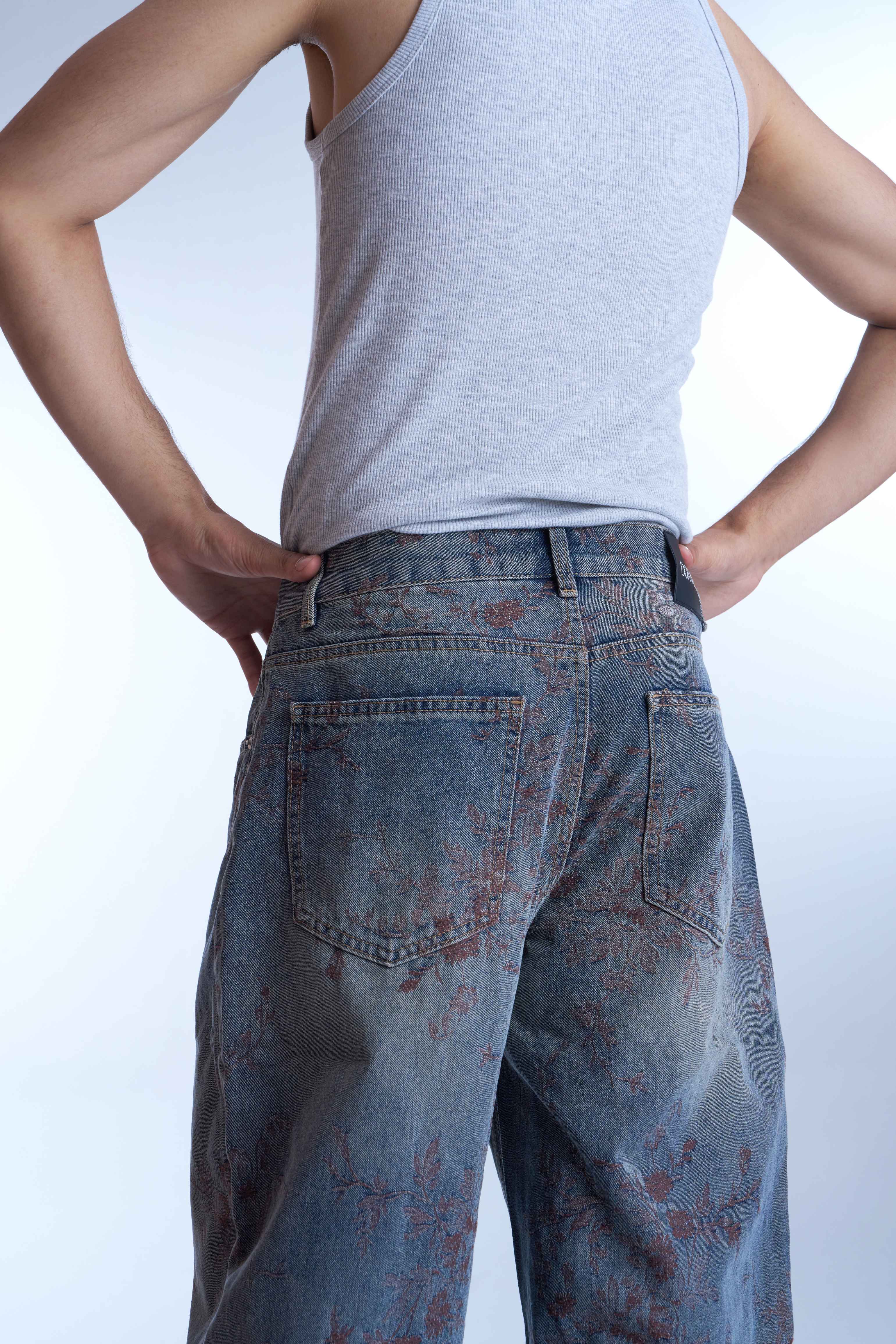 Vintage Floral Wash Baggy Jeans-thumbmail-3