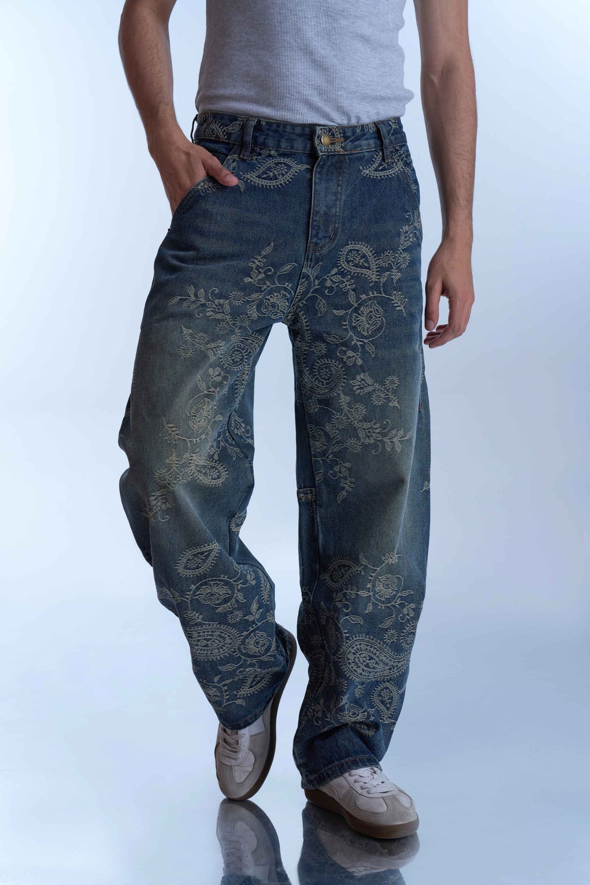 Dokarh Vintage Wash Embroidered Jeans