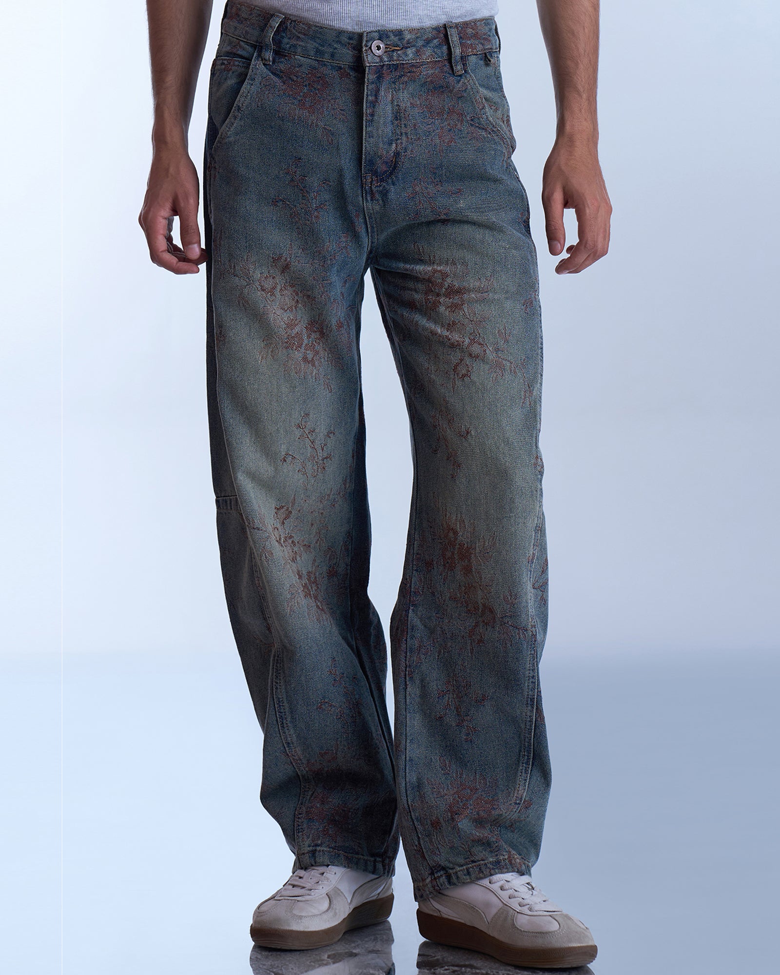 Washed Floral Denim Jeans-thumbmail-7