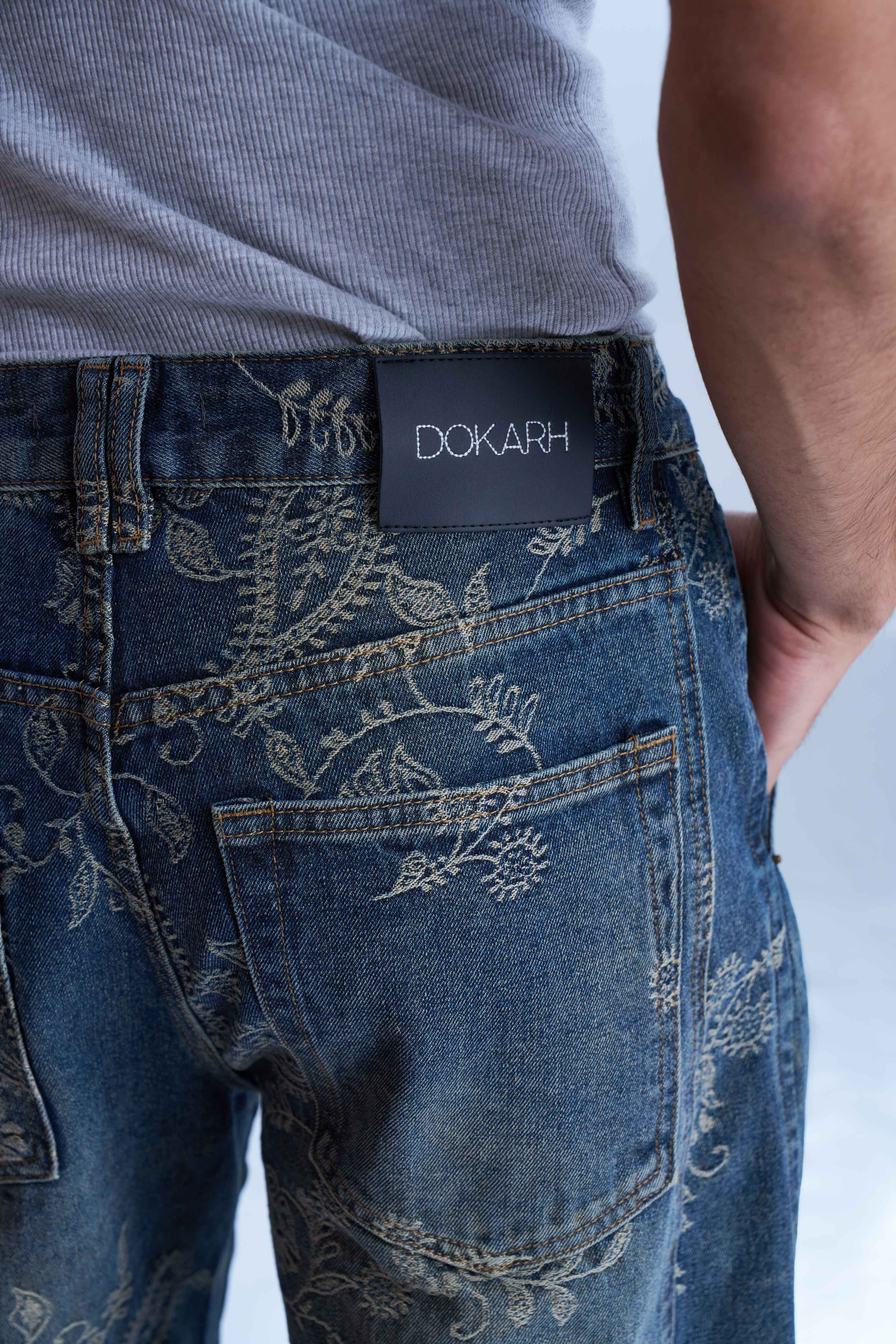 Dokarh Vintage Wash Embroidered Jeans-thumbmail-4