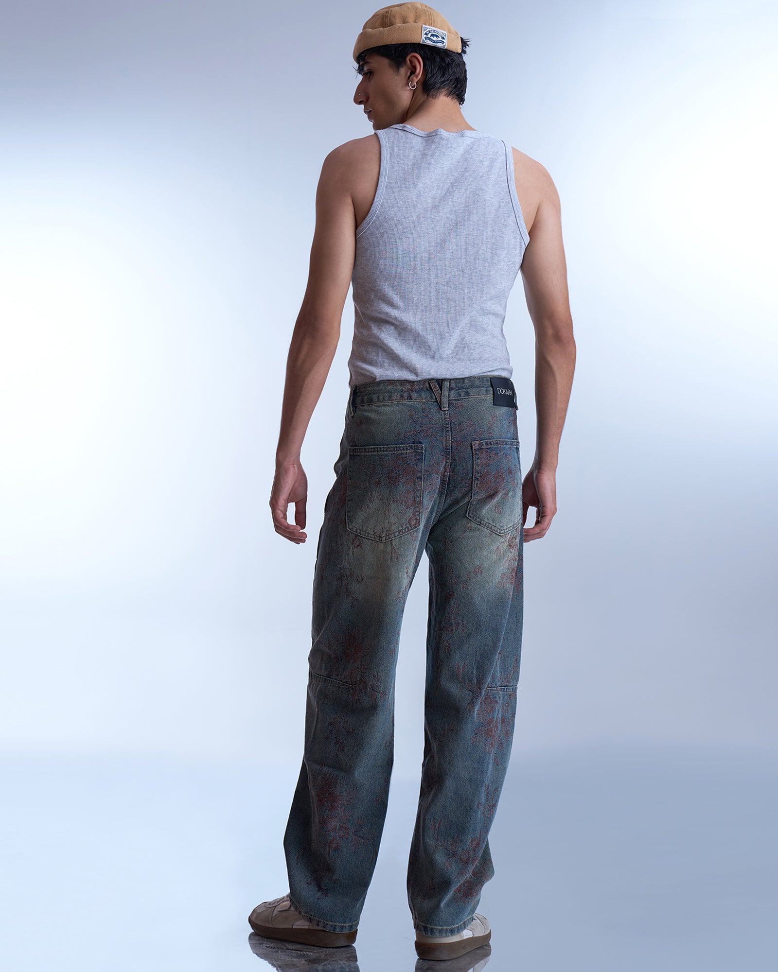 Washed Floral Denim Jeans-thumbmail-5