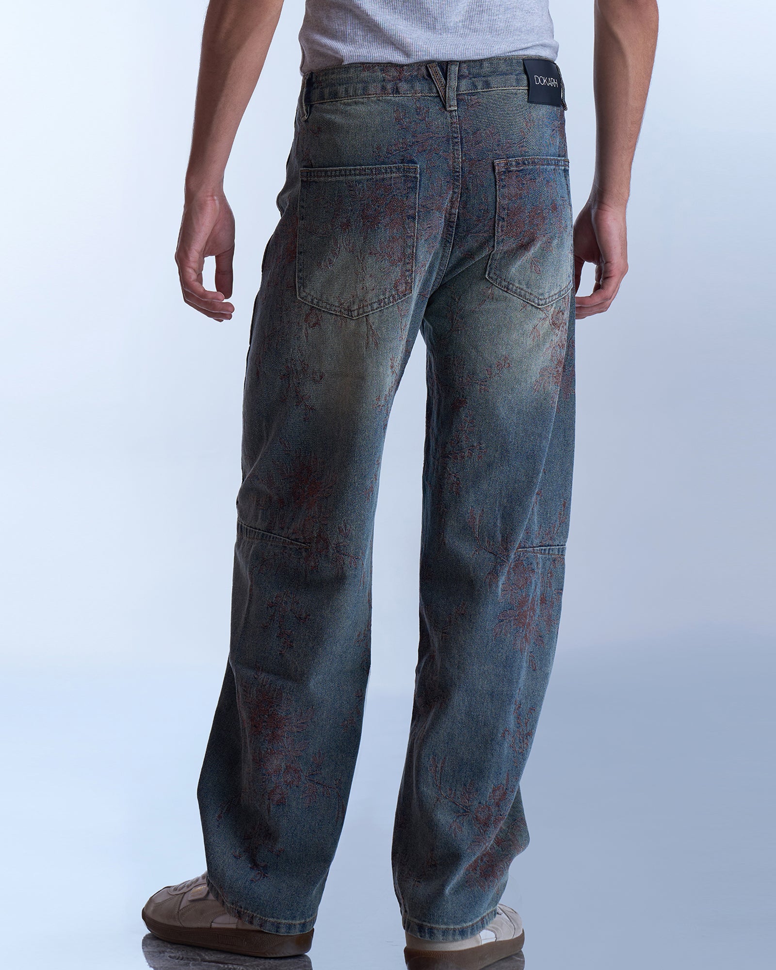 Washed Floral Denim Jeans-thumbmail-4