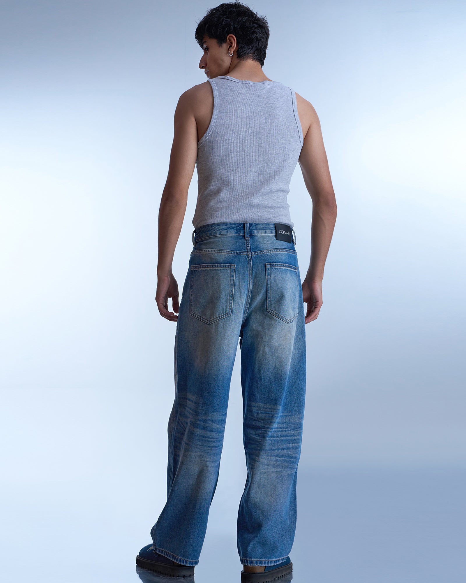 Dokarh Light-Wash Wide-Leg Jeans