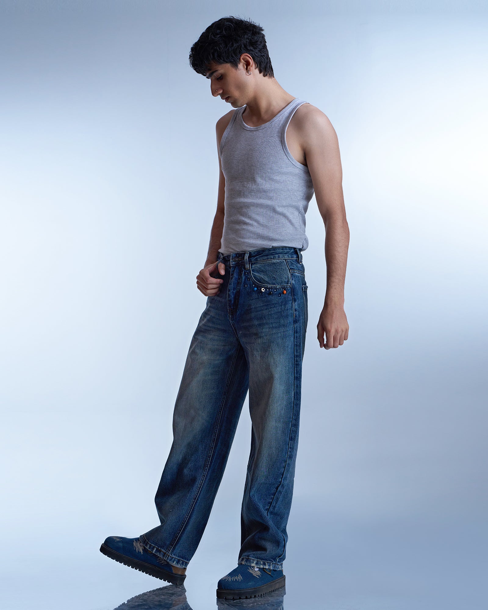 Dokarh Studded Blue Relaxed Jeans-thumbmail-3