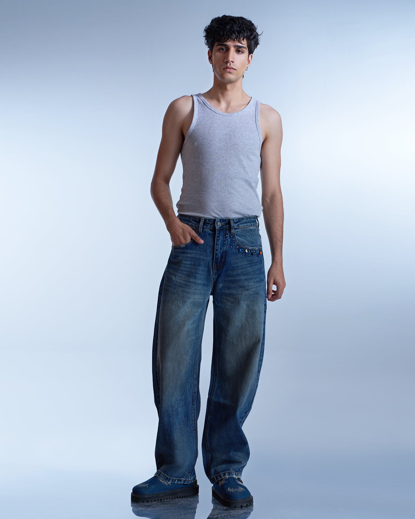 Dokarh Studded Blue Relaxed Jeans-thumbmail-4