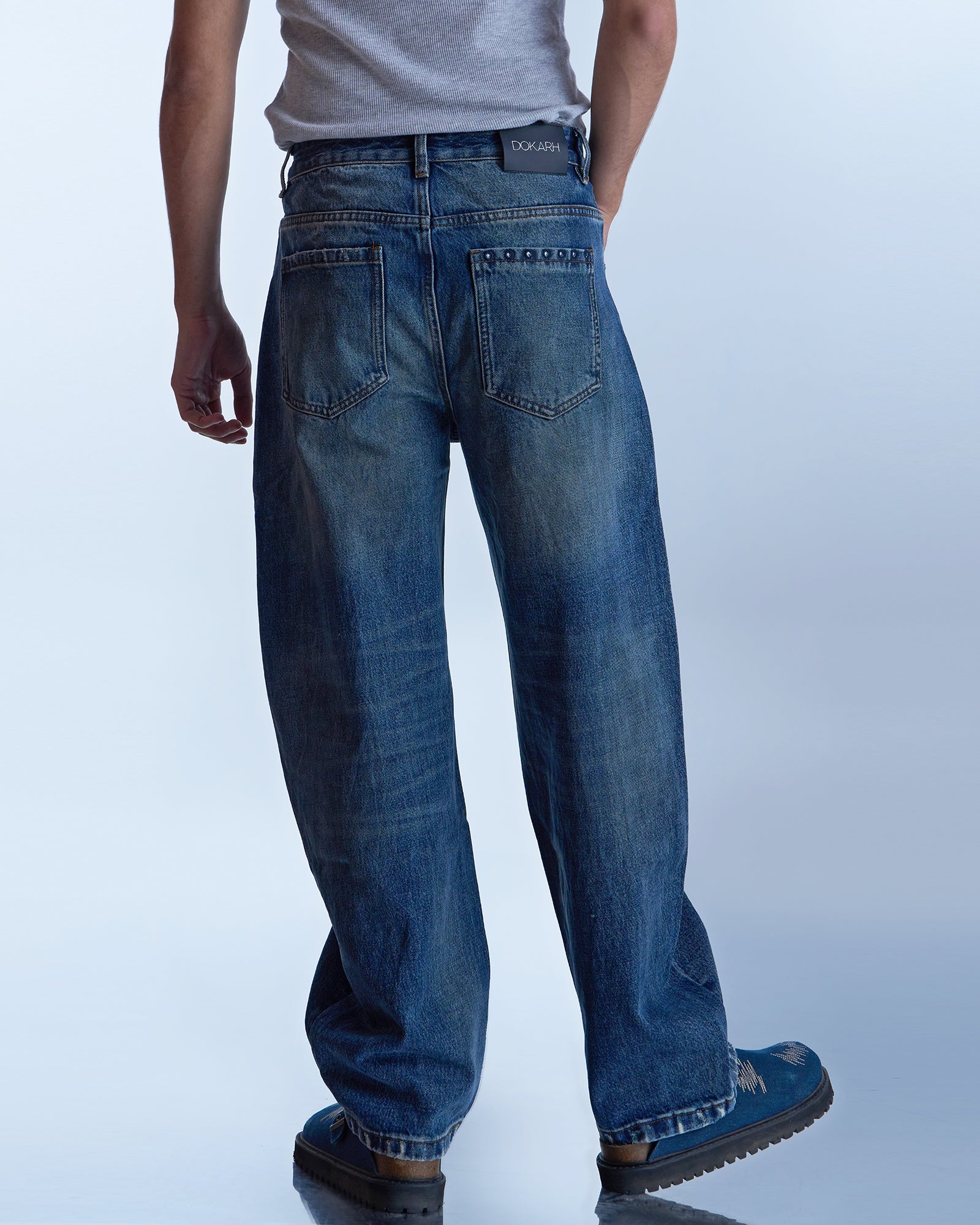 Dokarh Studded Blue Relaxed Jeans-thumbmail-5