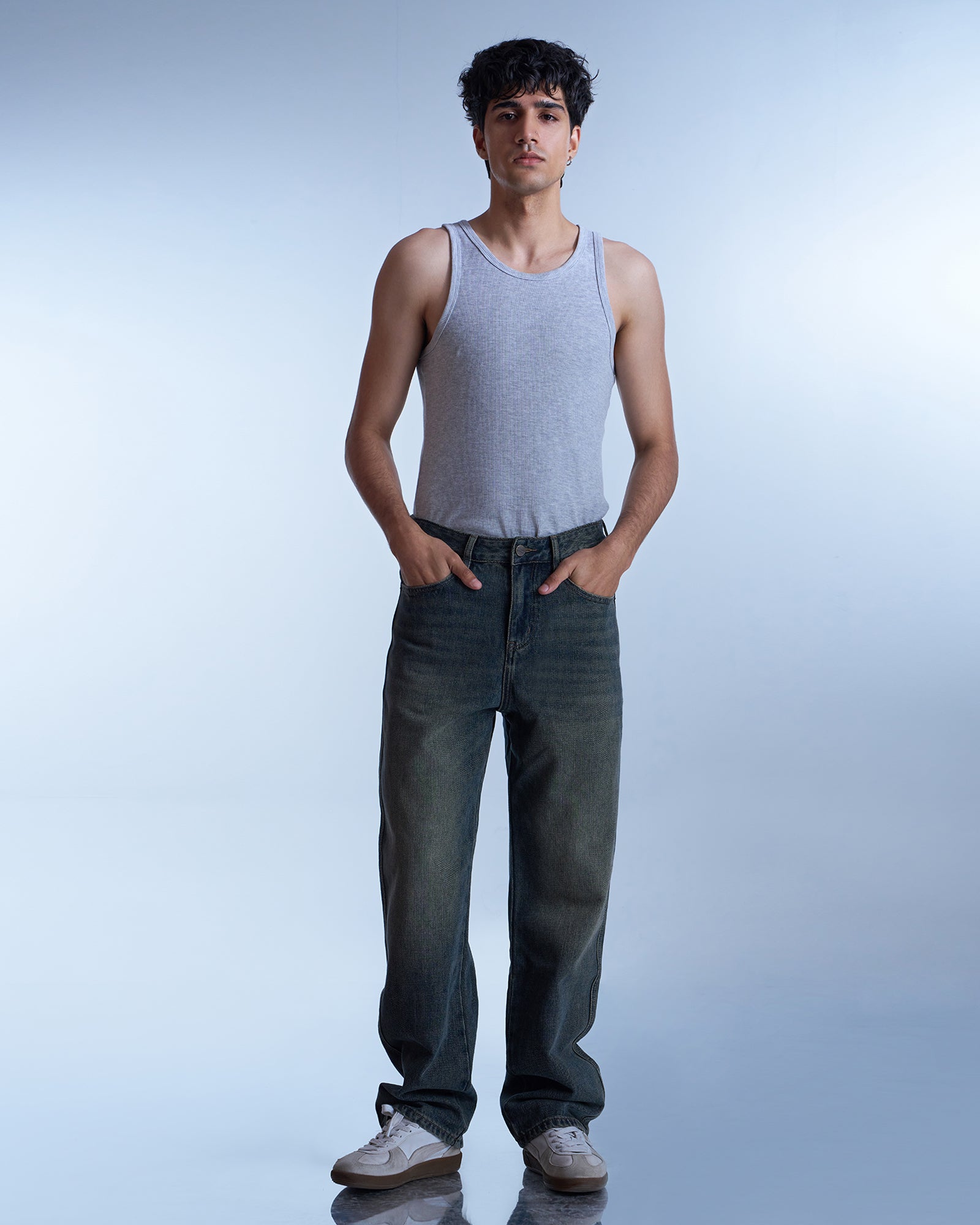 Dokarh Washed Olive Straight-Leg Jeans