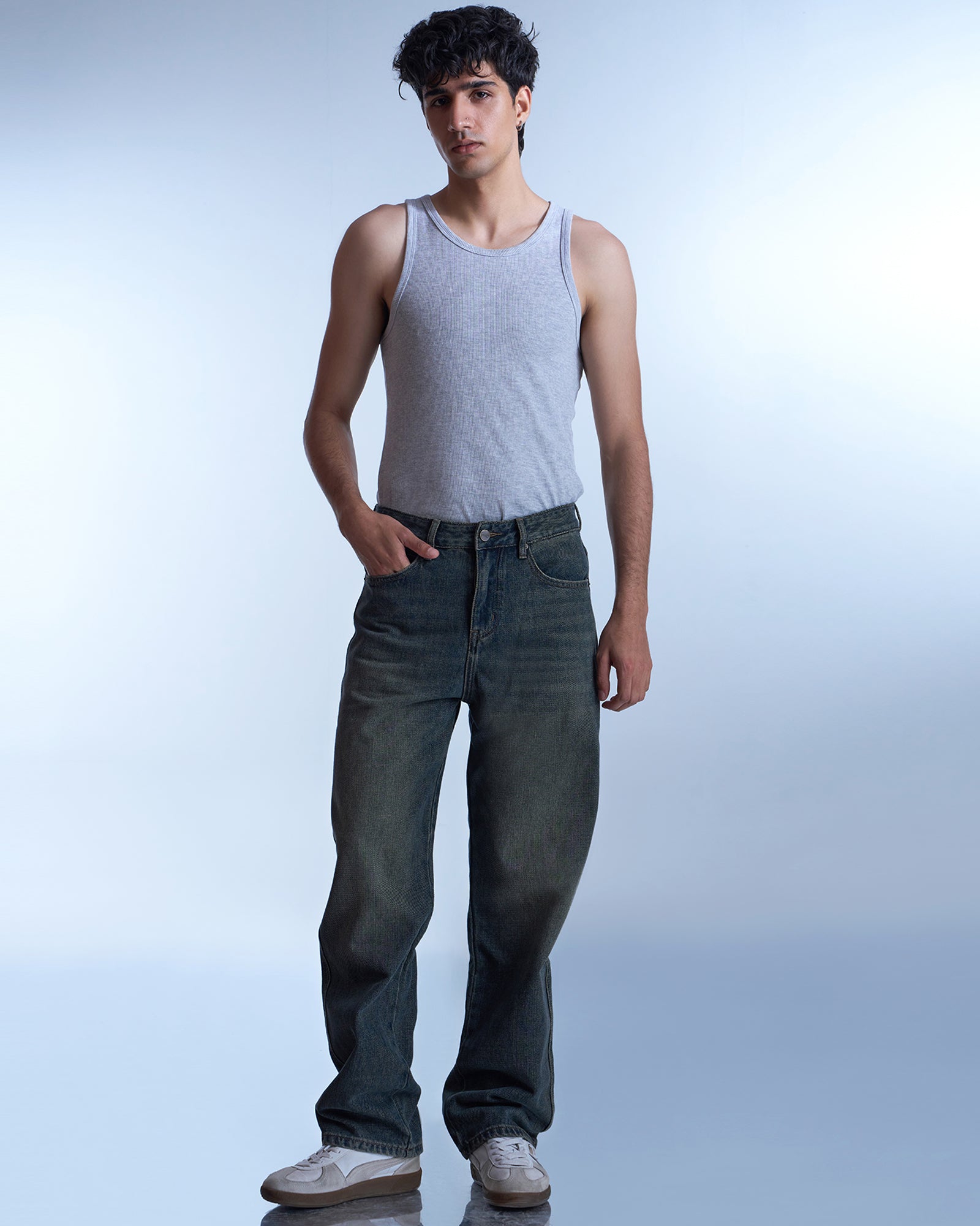 Dokarh Washed Olive Straight-Leg Jeans-thumbmail-5