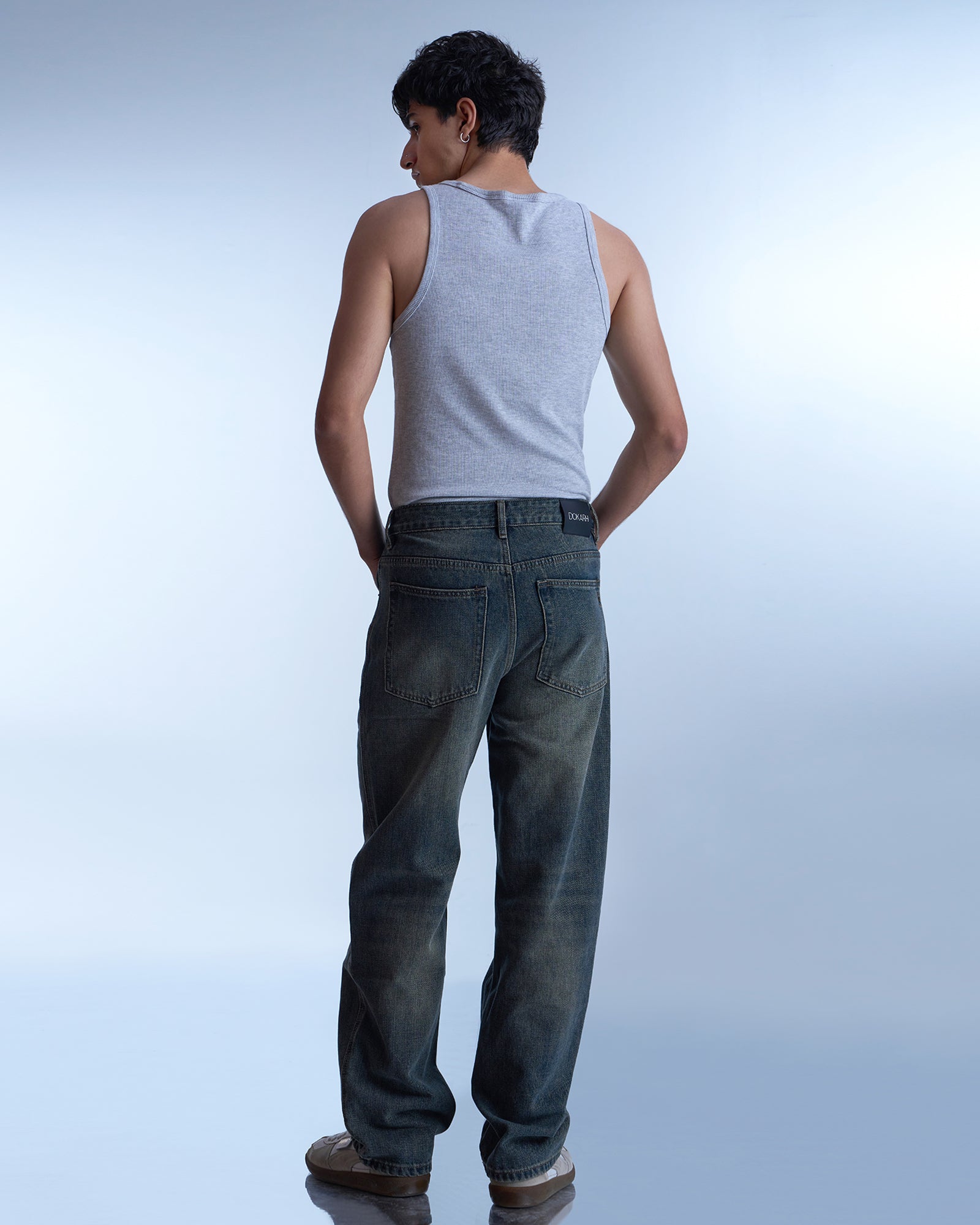 Dokarh Washed Olive Straight-Leg Jeans-thumbmail-6