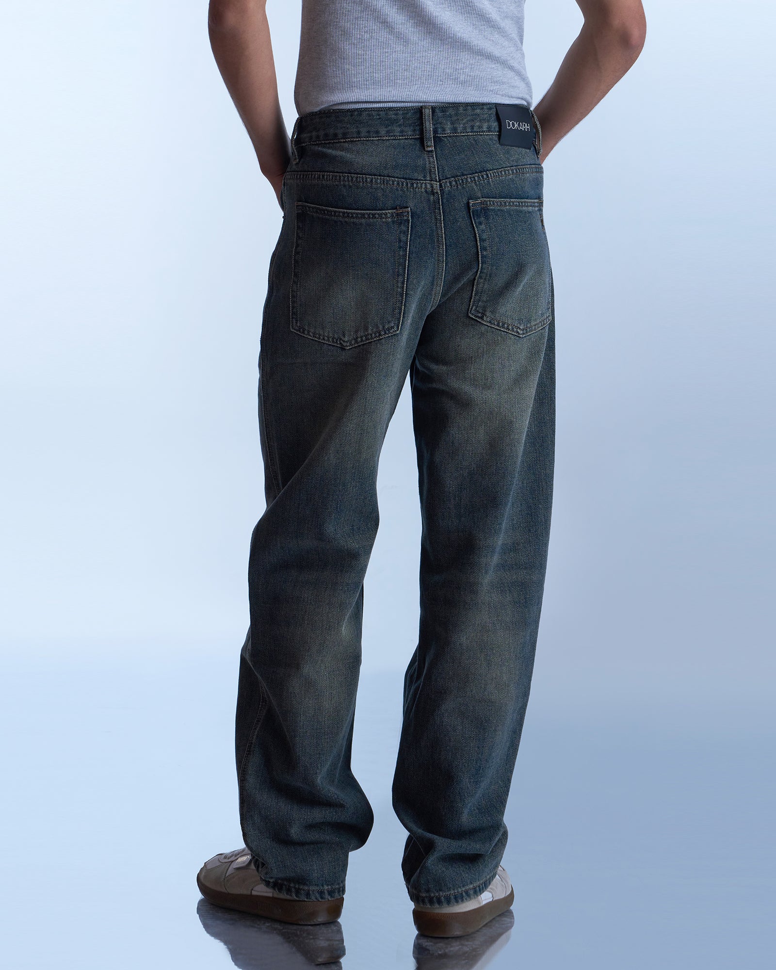 Dokarh Washed Olive Straight-Leg Jeans-thumbmail-3