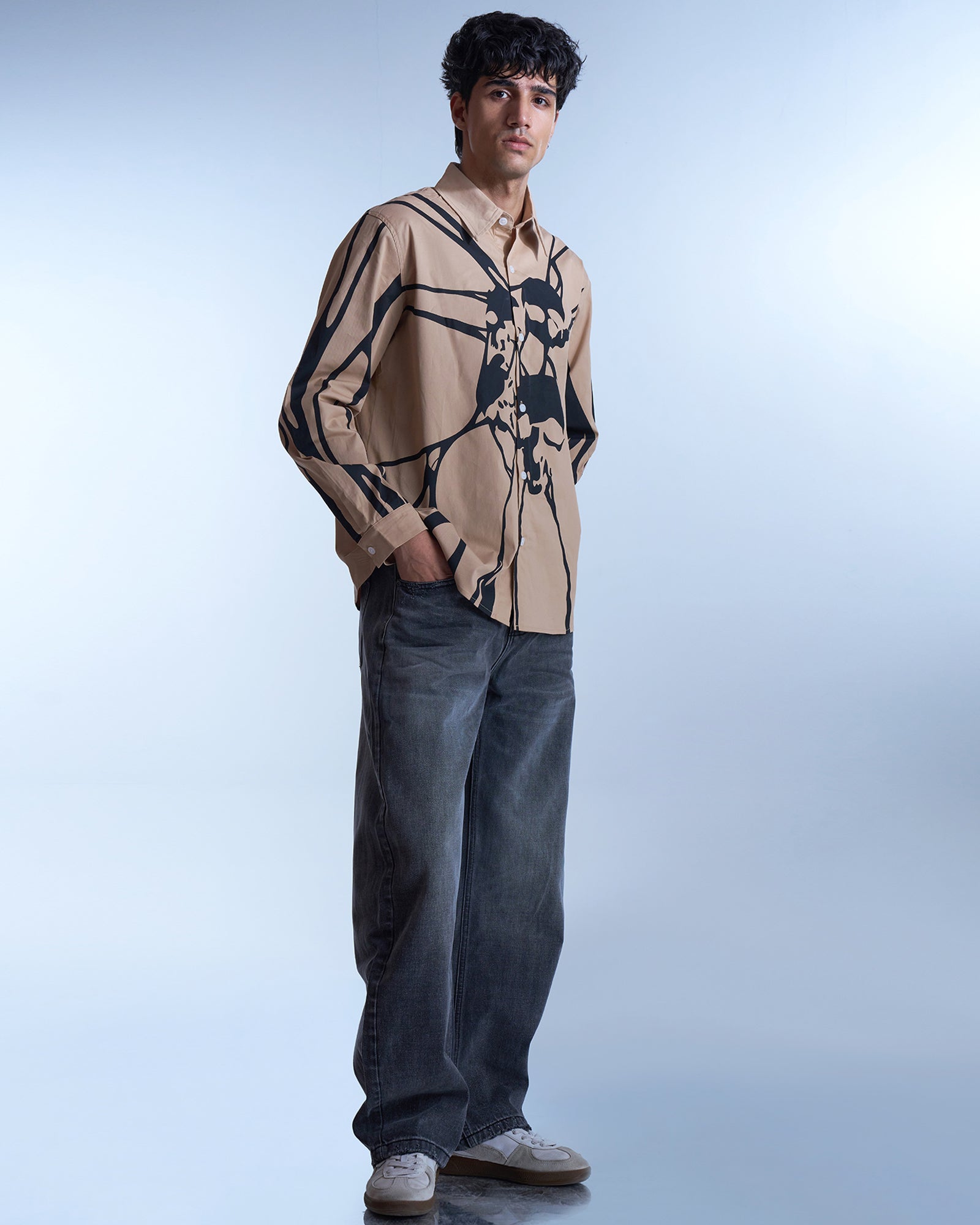 Dokarh Abstract Skull Print Shirt-thumbmail-3