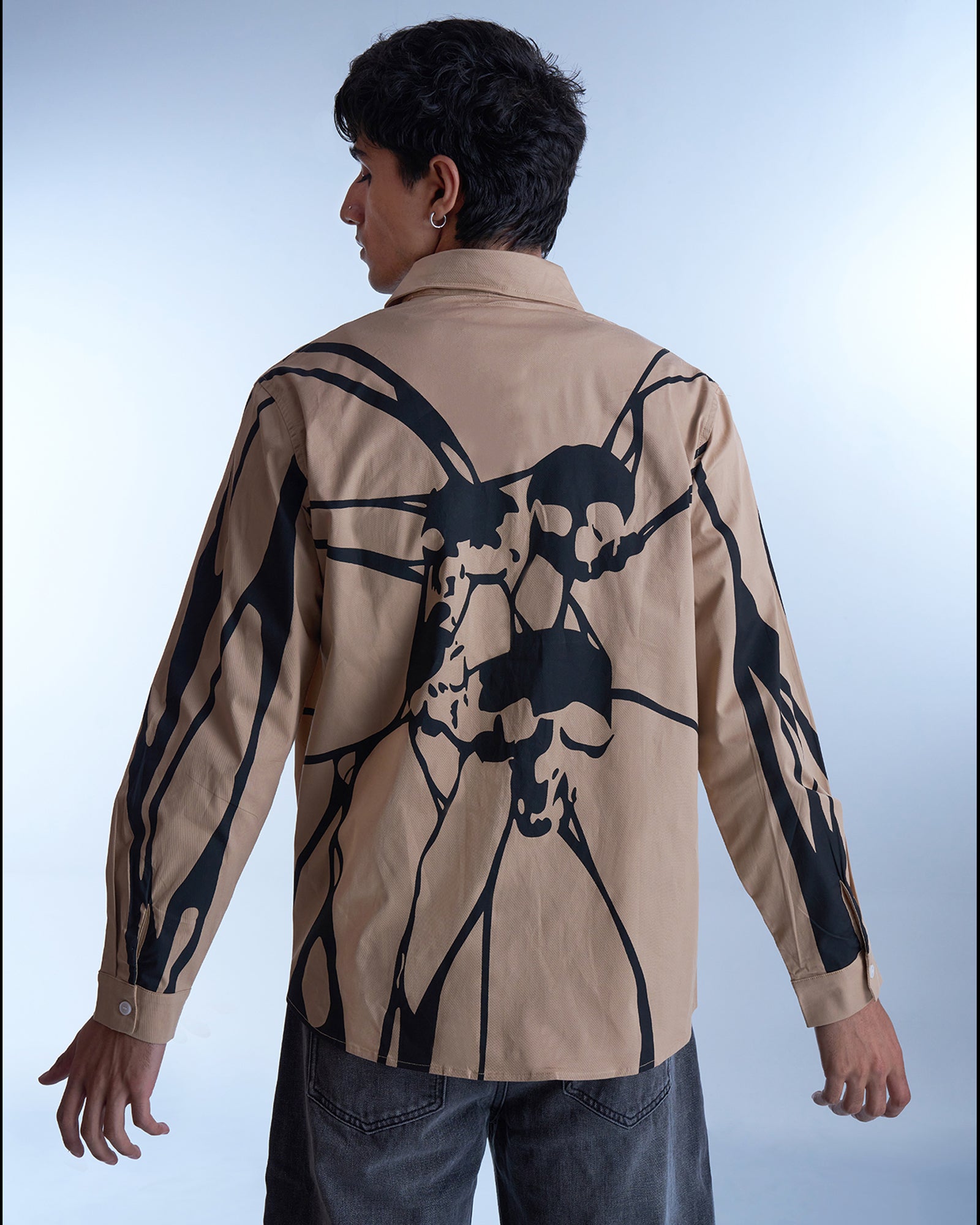 Dokarh Abstract Skull Print Shirt-thumbmail-5