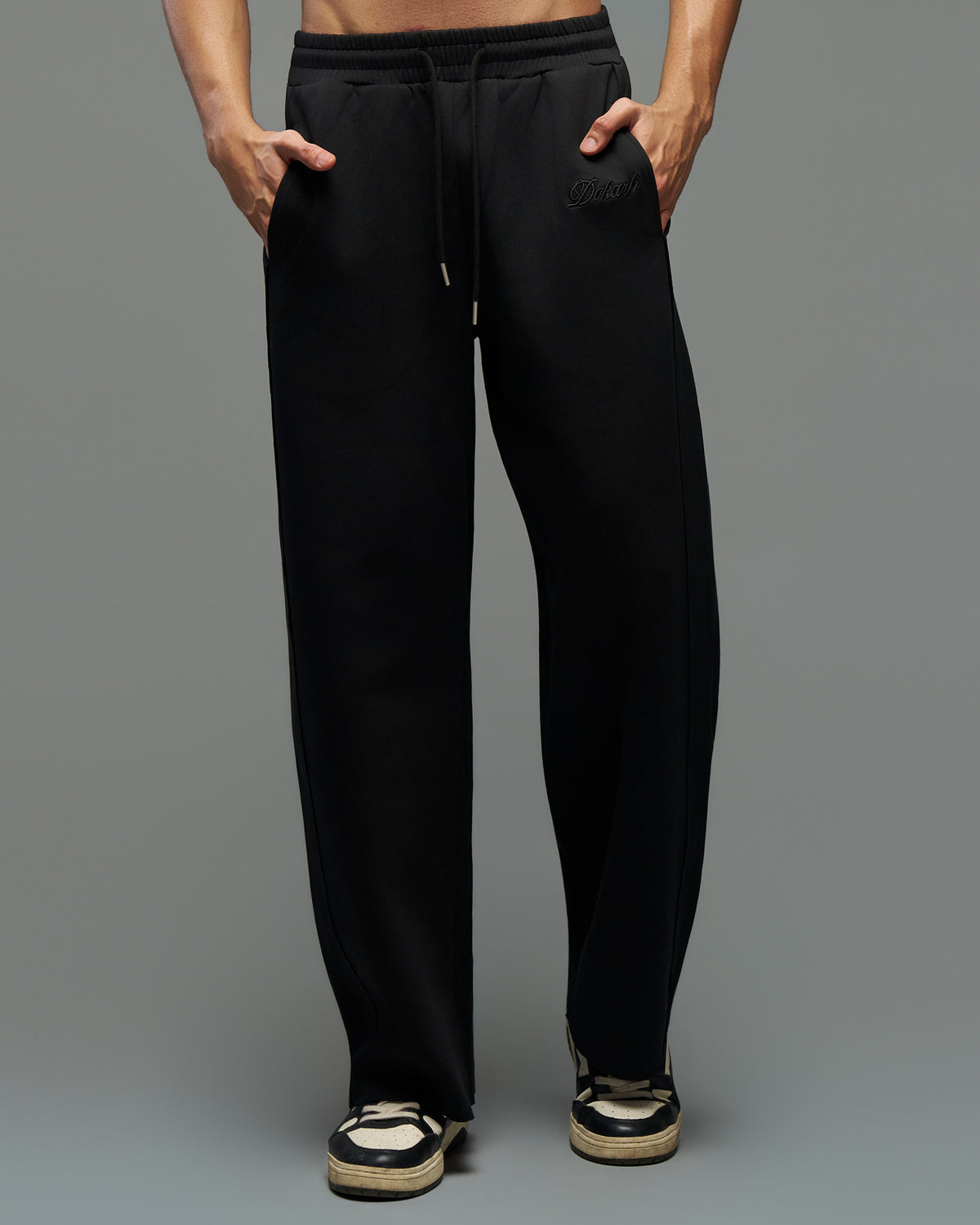 Dokarh Black Relaxed Sweatpants-thumbmail-1