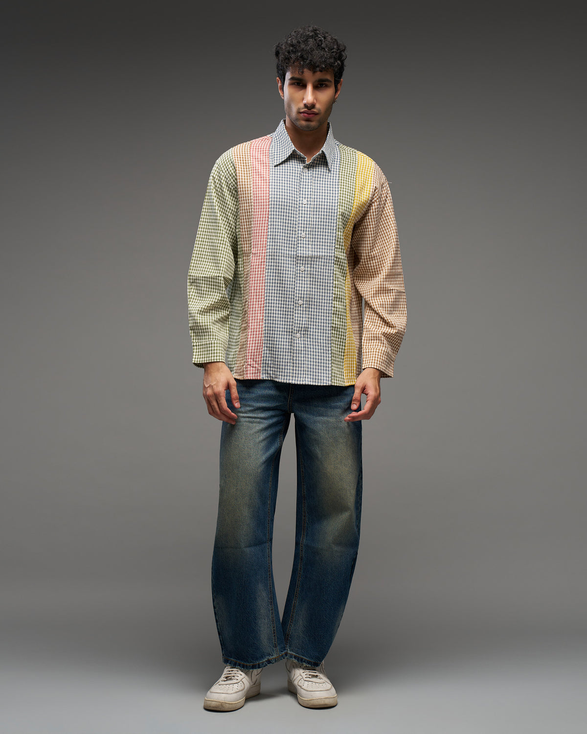 Multicolour Gingham Panel Shirt-thumbmail-1