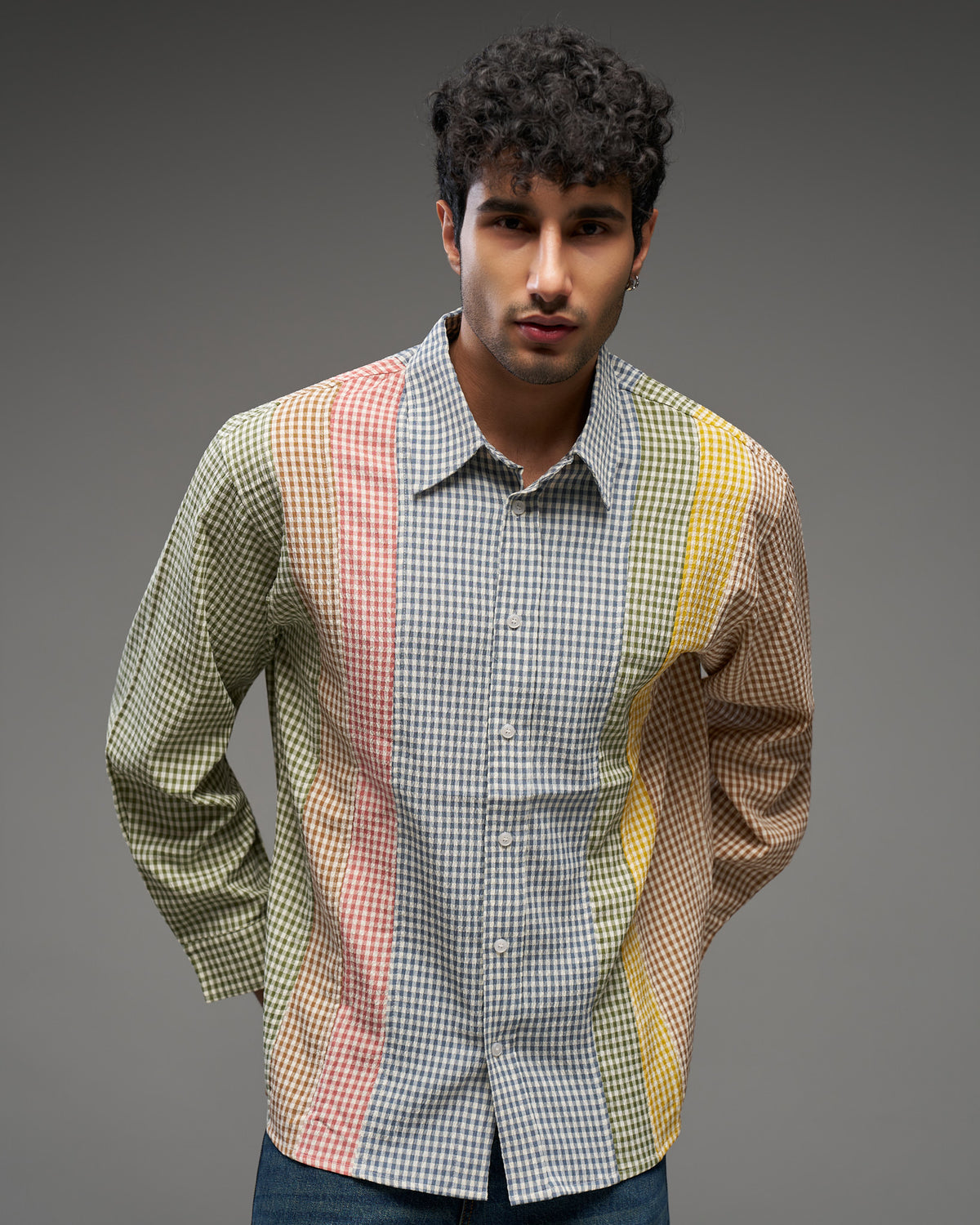 Multicolour Gingham Panel Shirt-thumbmail-2