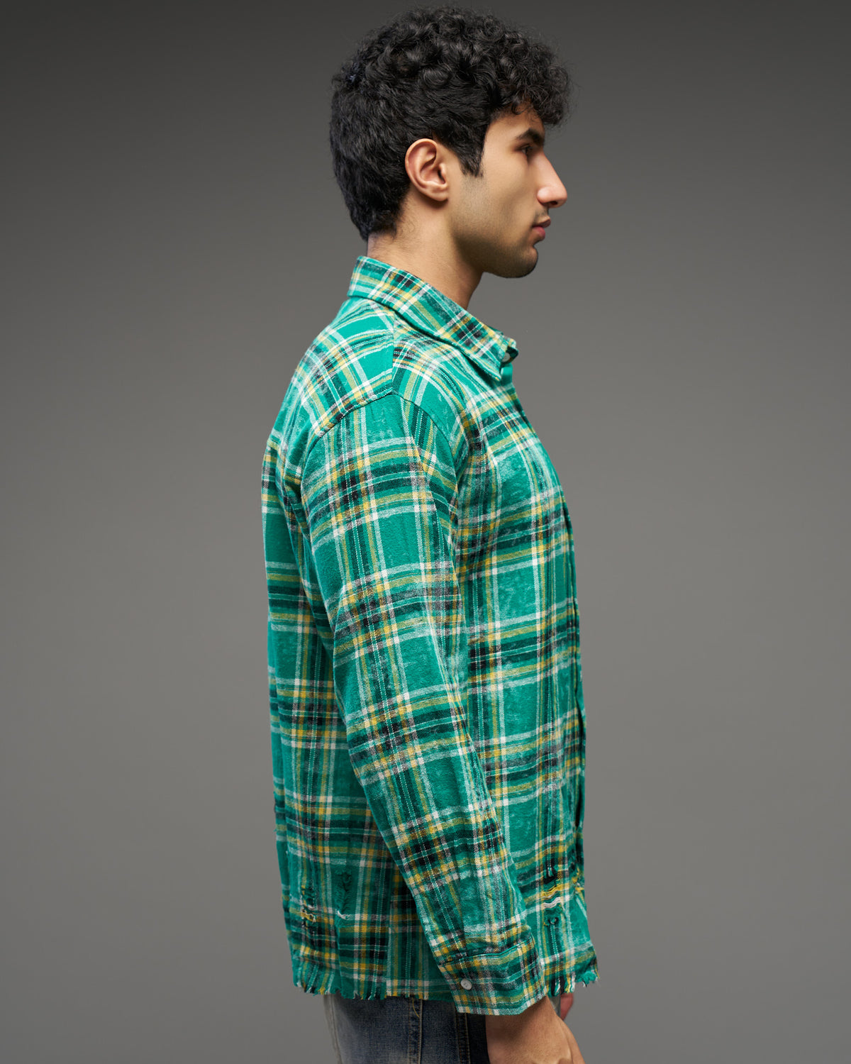 Emerald Distressed Check Shirt-thumbmail-2