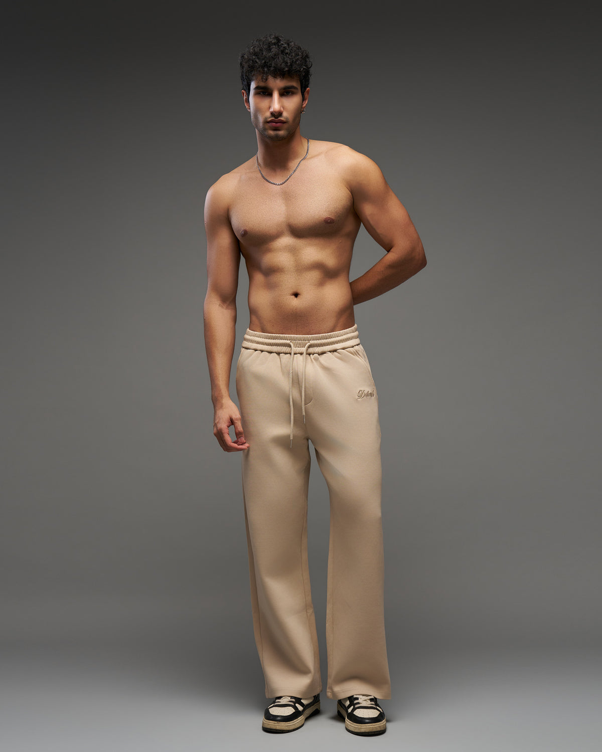 Dokarh Beige Relaxed Sweatpants-thumbmail-1