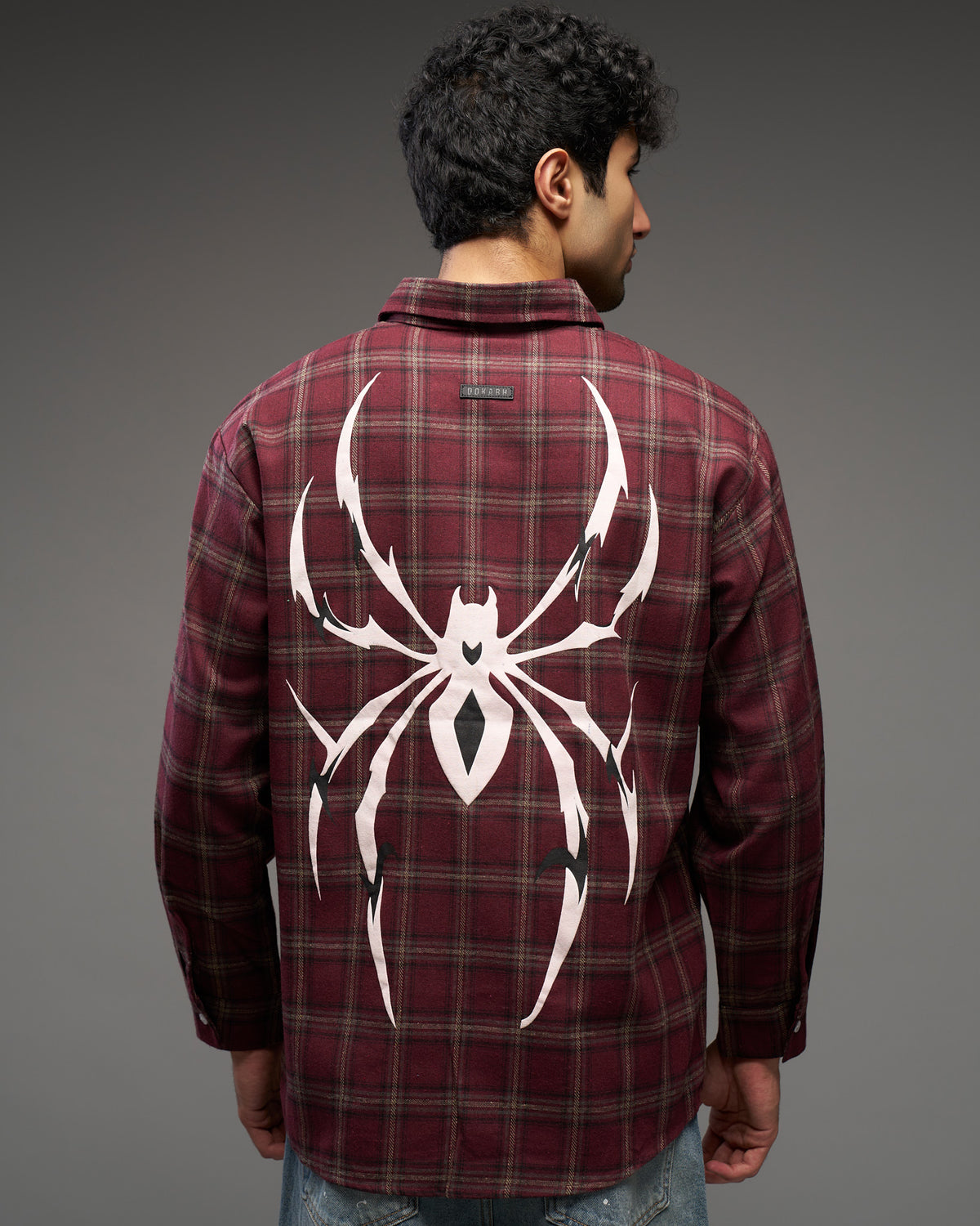 Spider Graphic Plaid Shirt-thumbmail-4