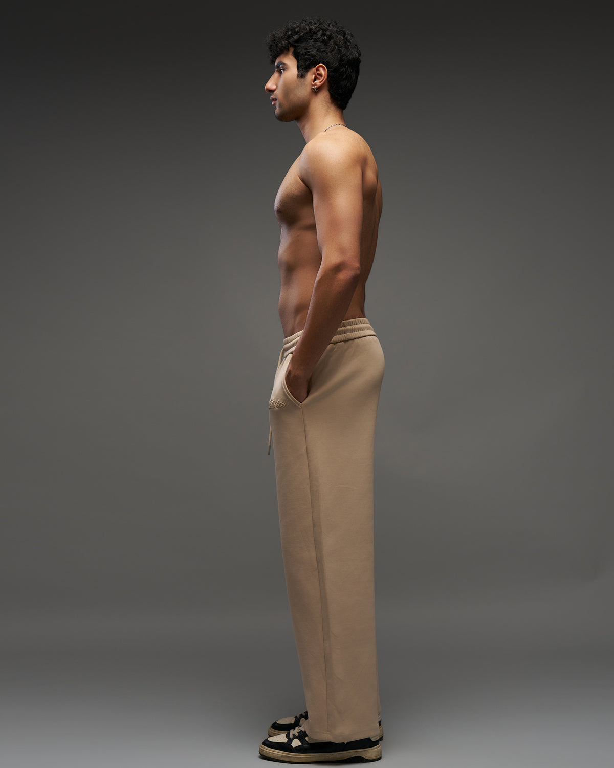 Dokarh Beige Relaxed Sweatpants-thumbmail-2