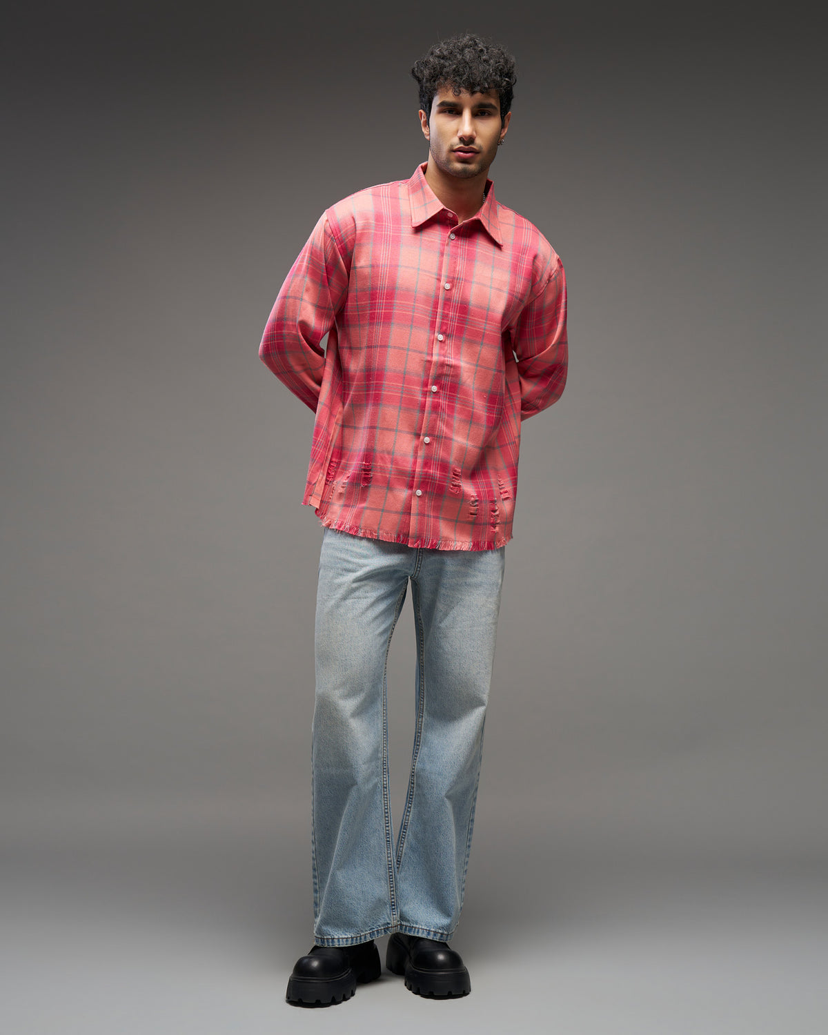 Distressed Pink Plaid Shirt-thumbmail-1
