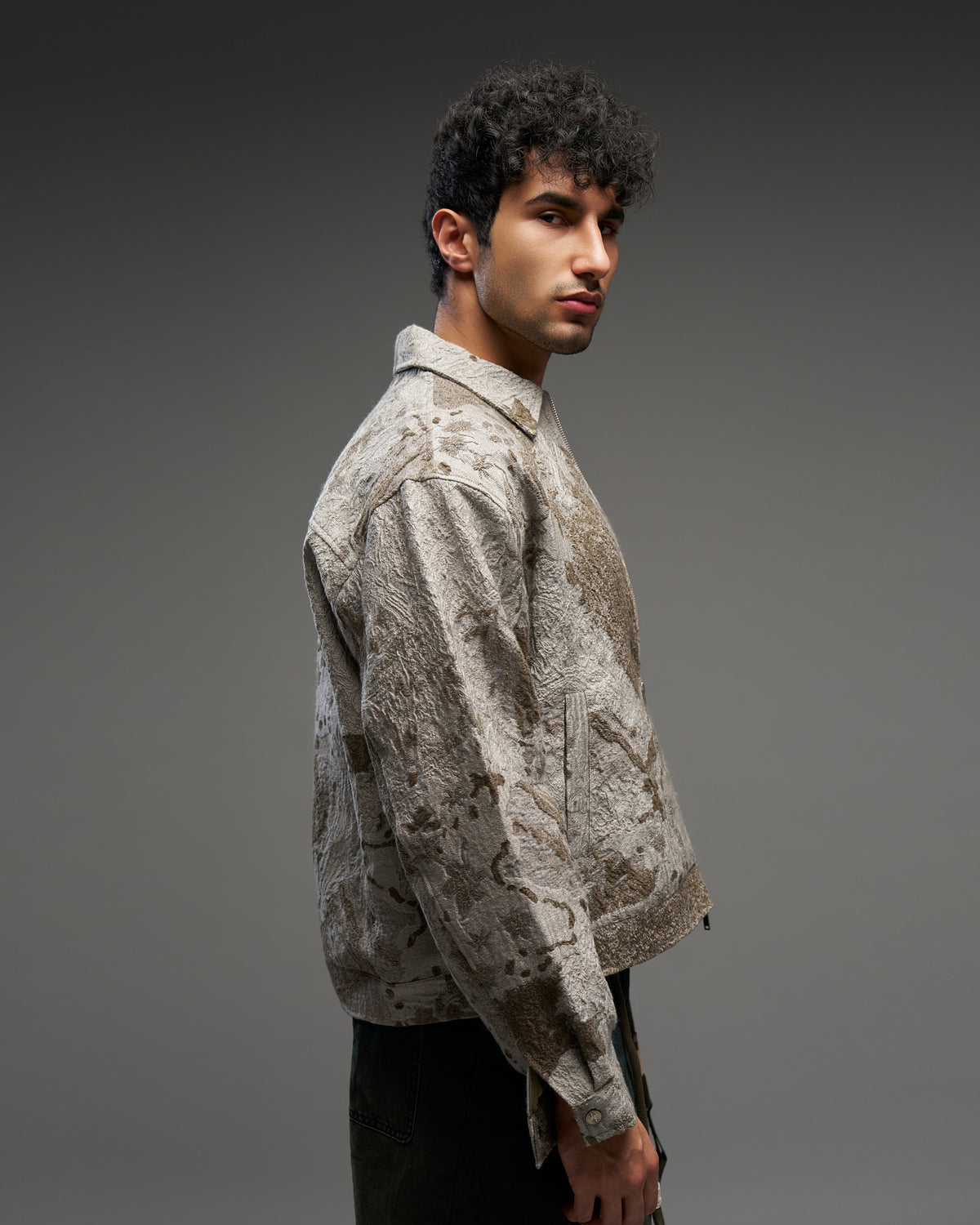 Textured Jacquard Zip Jacket-thumbmail-3