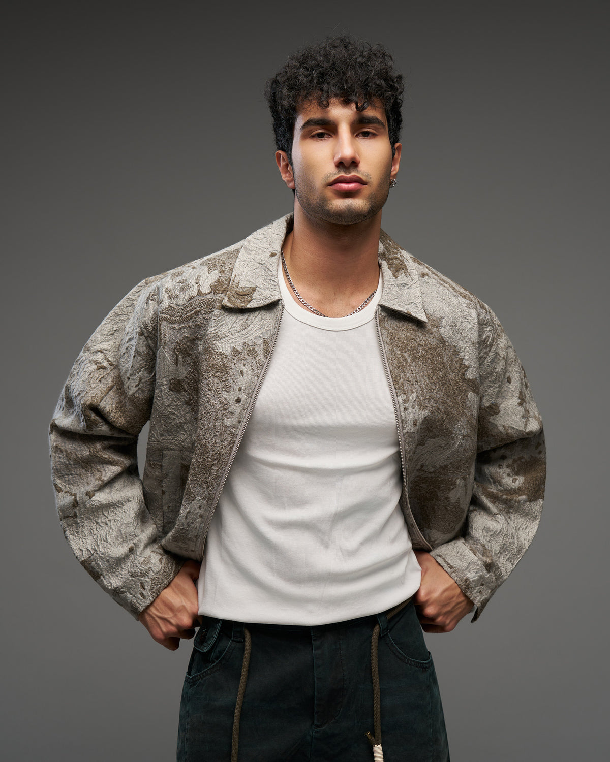 Textured Jacquard Zip Jacket-thumbmail-5