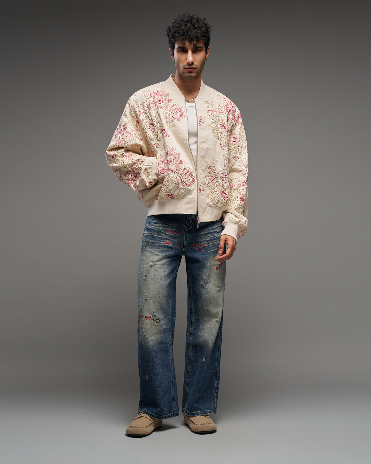 Floral Embroidered Bomber Jacket-thumbmail-1