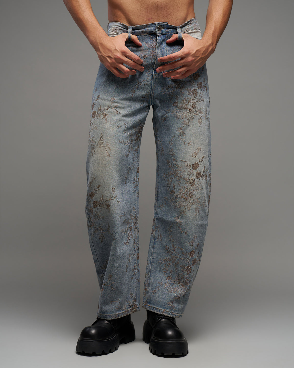 Vintage Floral Wide-Leg Jeans-thumbmail-2